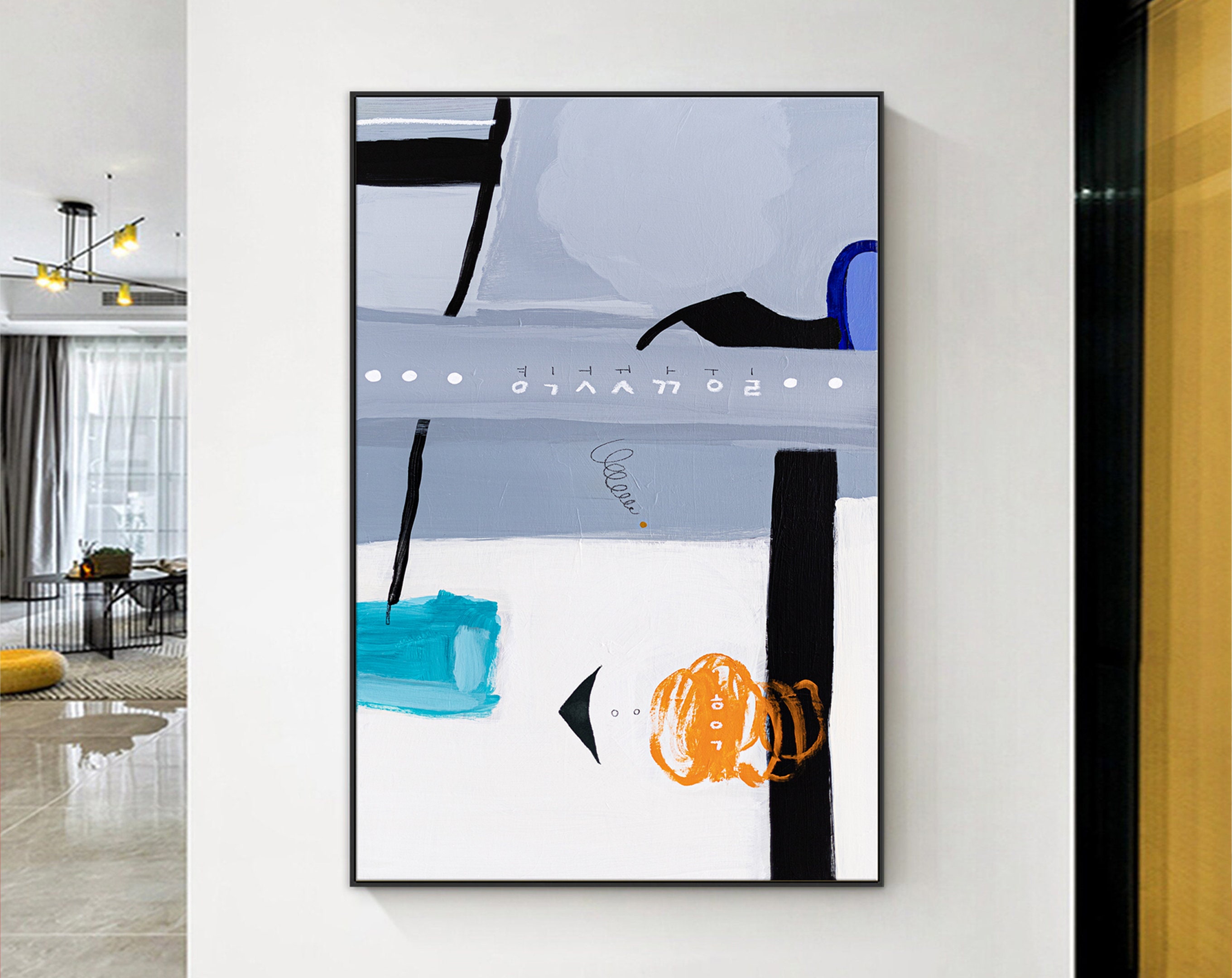 Original Acrylic Abstract Painting Reflecting Thoughts and Memories, Large Modern Canvas Wall Art ｜ Shall We Take a Break Here III