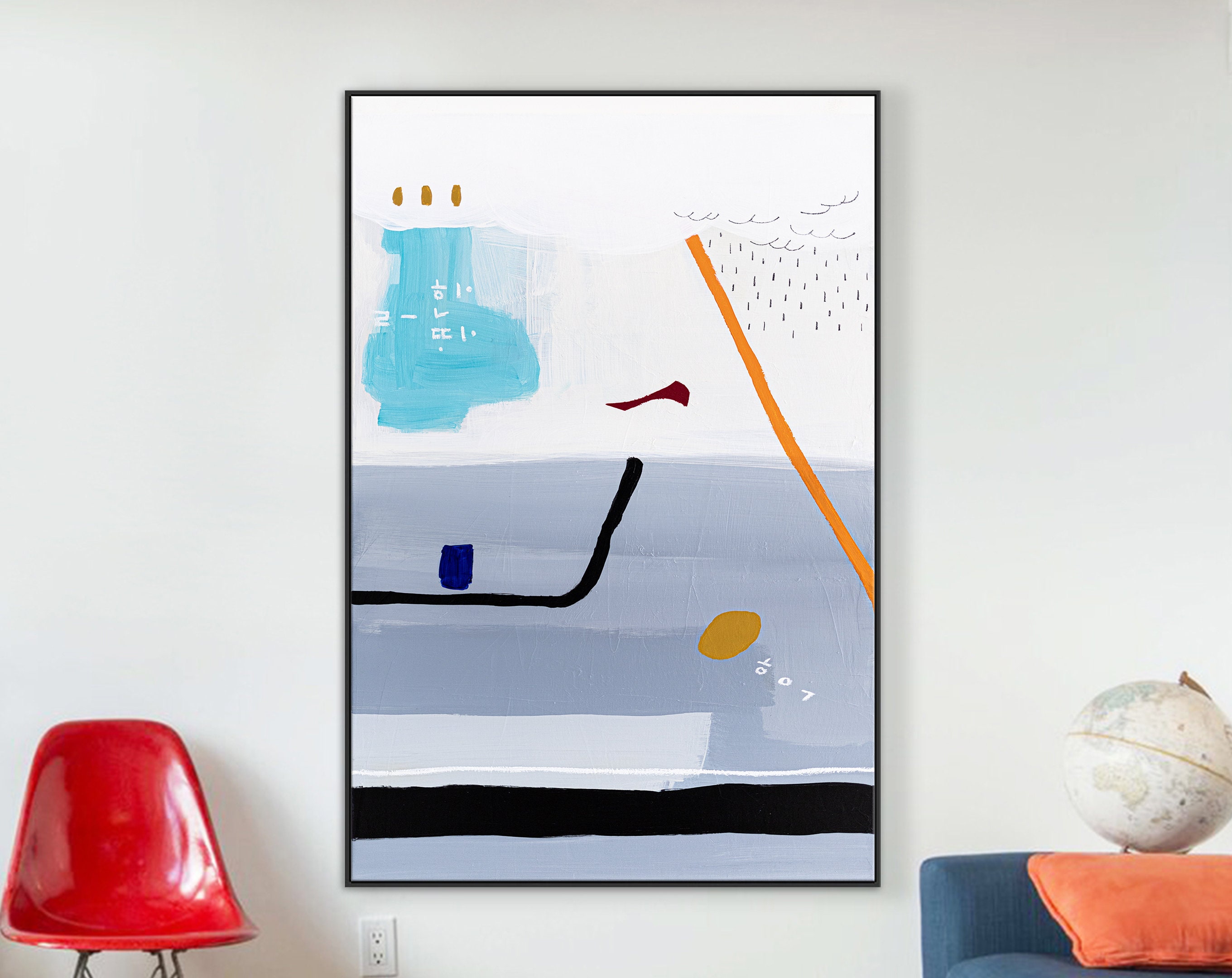 Original Acrylic Abstract Painting Reflecting Thoughts and Memories, Large Modern Canvas Wall Art ｜ Shall We Take a Break Here II