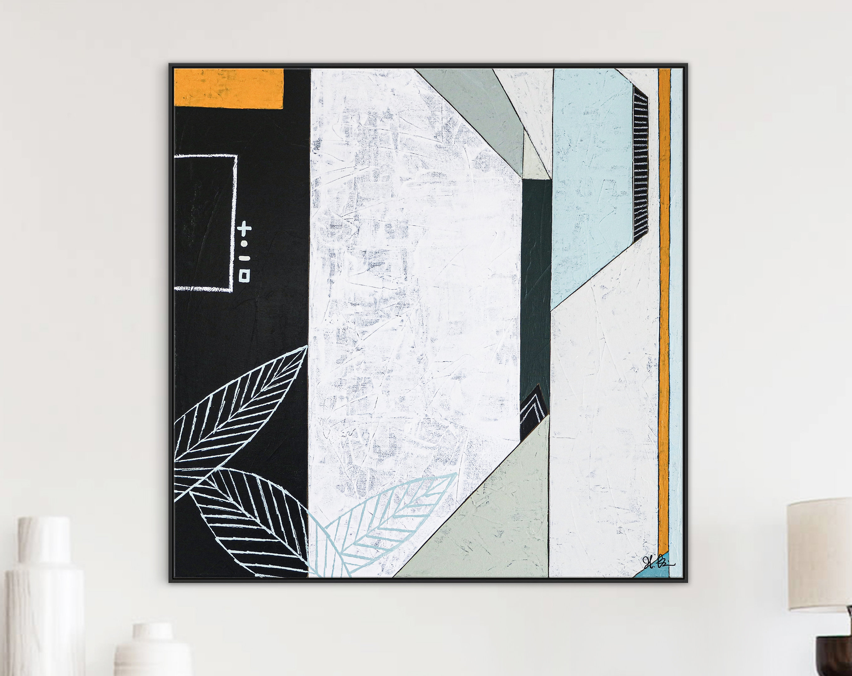 Peaceful Geometric Abstract Painting, Modern and Clean Canvas Wall Art for Living Room or Office ｜ Code 32