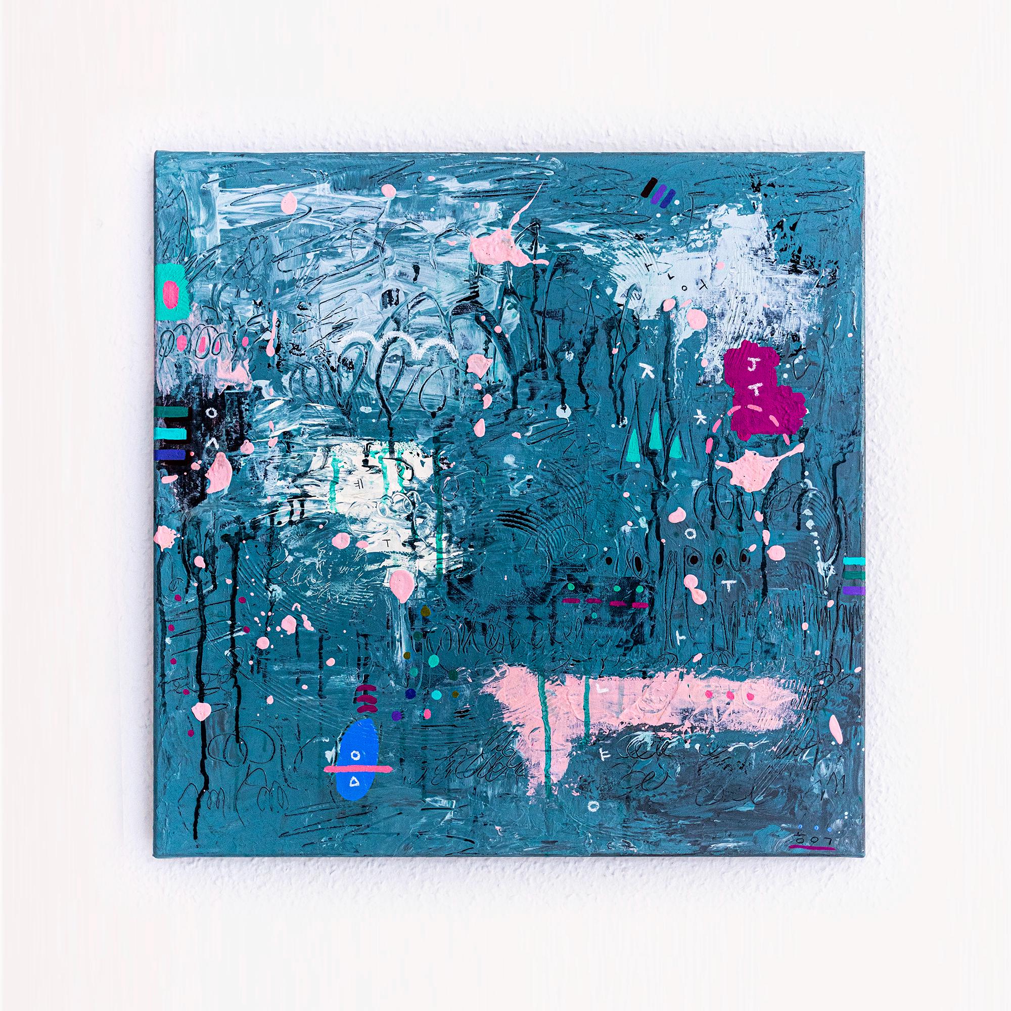 オリジナル抽象画（ブルー） - アクリル、キャンバスに油彩 - Signum