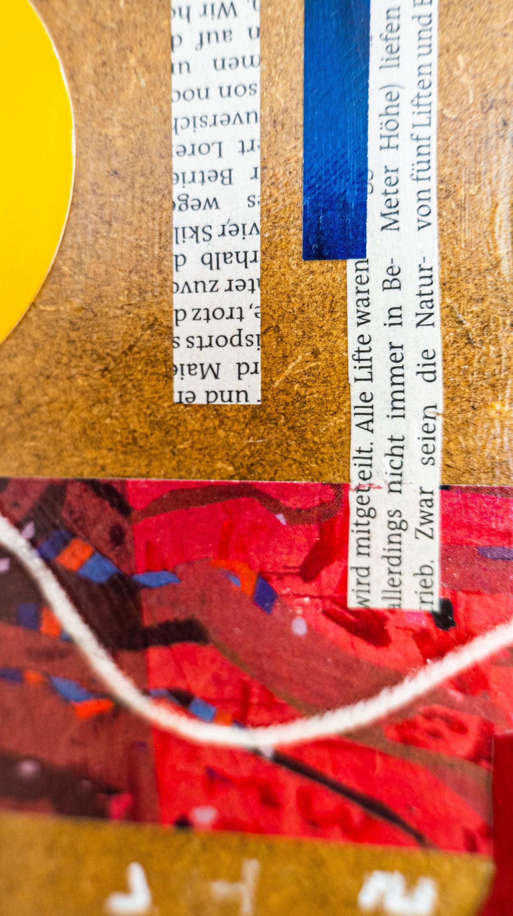 抽象画 ミクストメディアコラージュ 4インチ×6インチ (10 x 15 cm