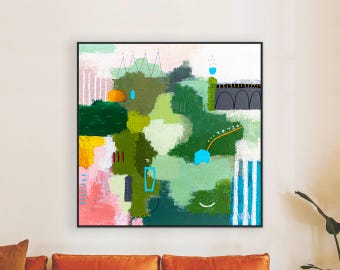 Teal Blue Minimalist Abstract Wall Art — Original Oil Painting, Textured Canvas — "Galene"