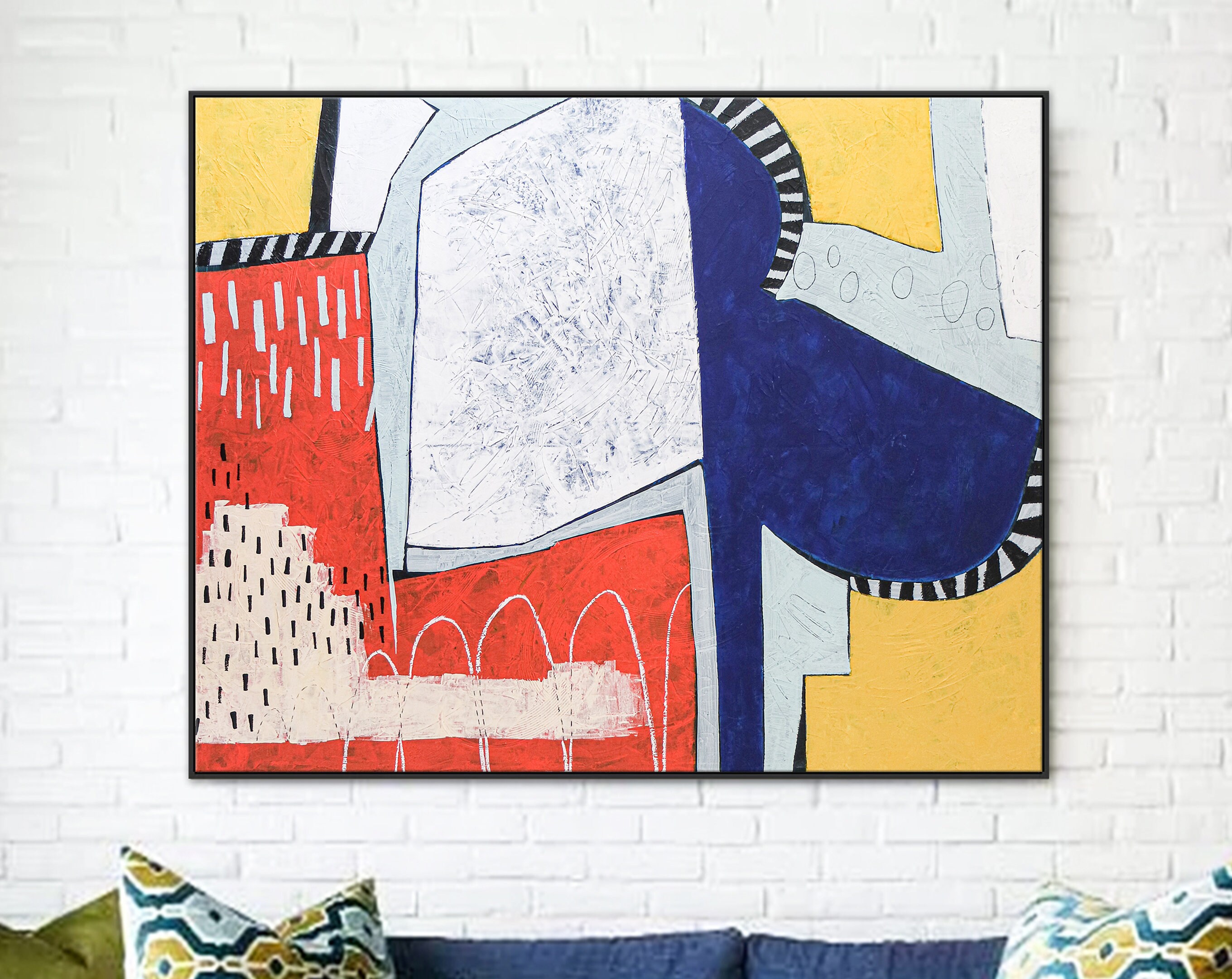Vibrant Celebration of Joy in Large Abstract Original Acrylic Painting, Colorful & Playful Contemporary Modern Canvas Wall Art ｜ Laetus