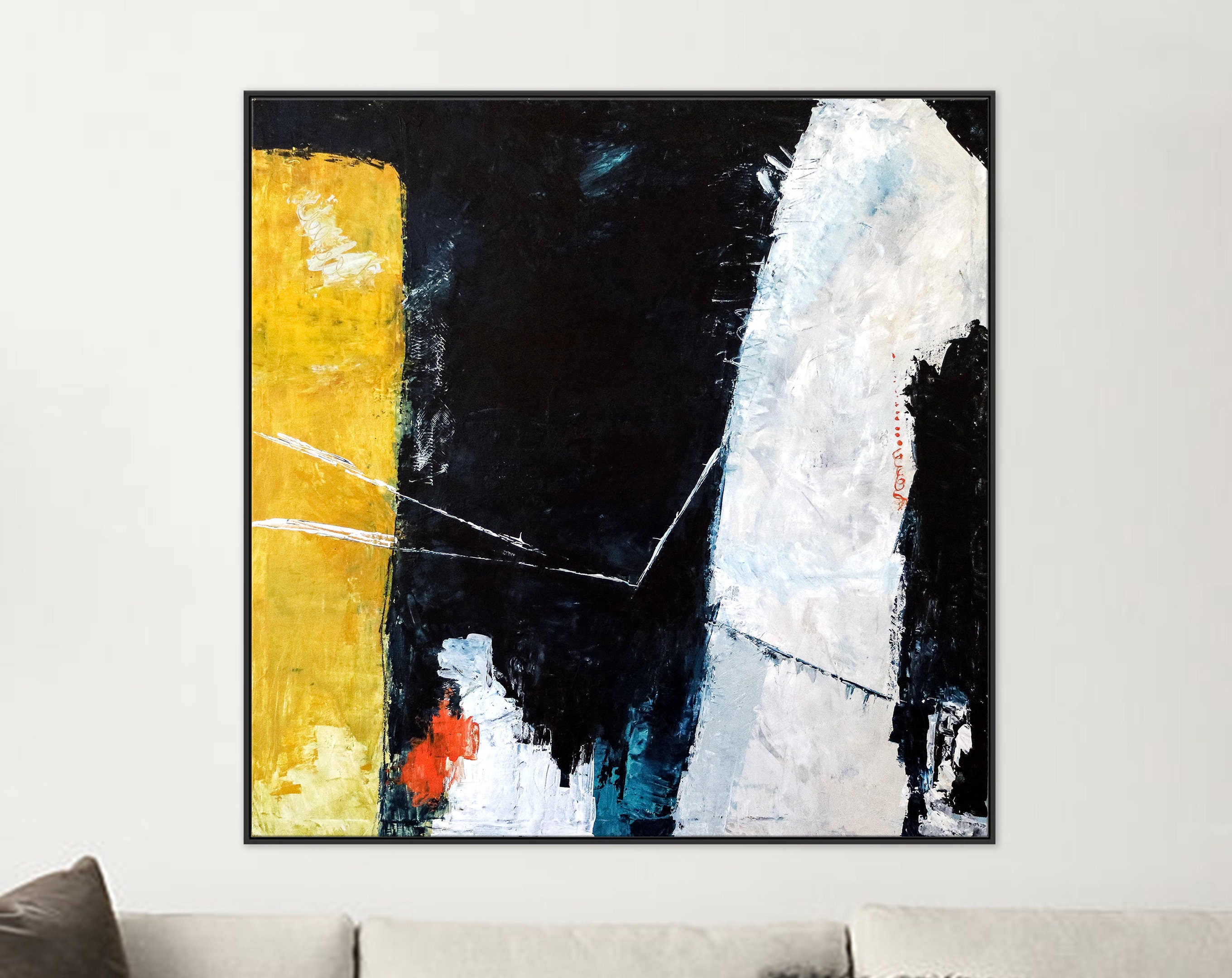 Cheerful Display of Original Abstract Acrylic Painting, Large Expressionist Modern Canvas Wall Art ｜ Connection