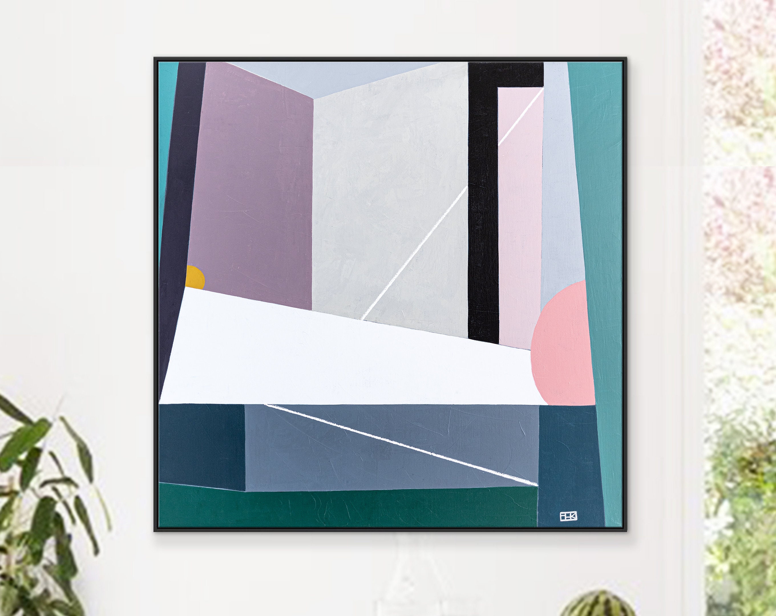 Mid-century Large Abstract Painting Original, Serene and Delightful Modern Canvas Wall Art ｜ Stumm