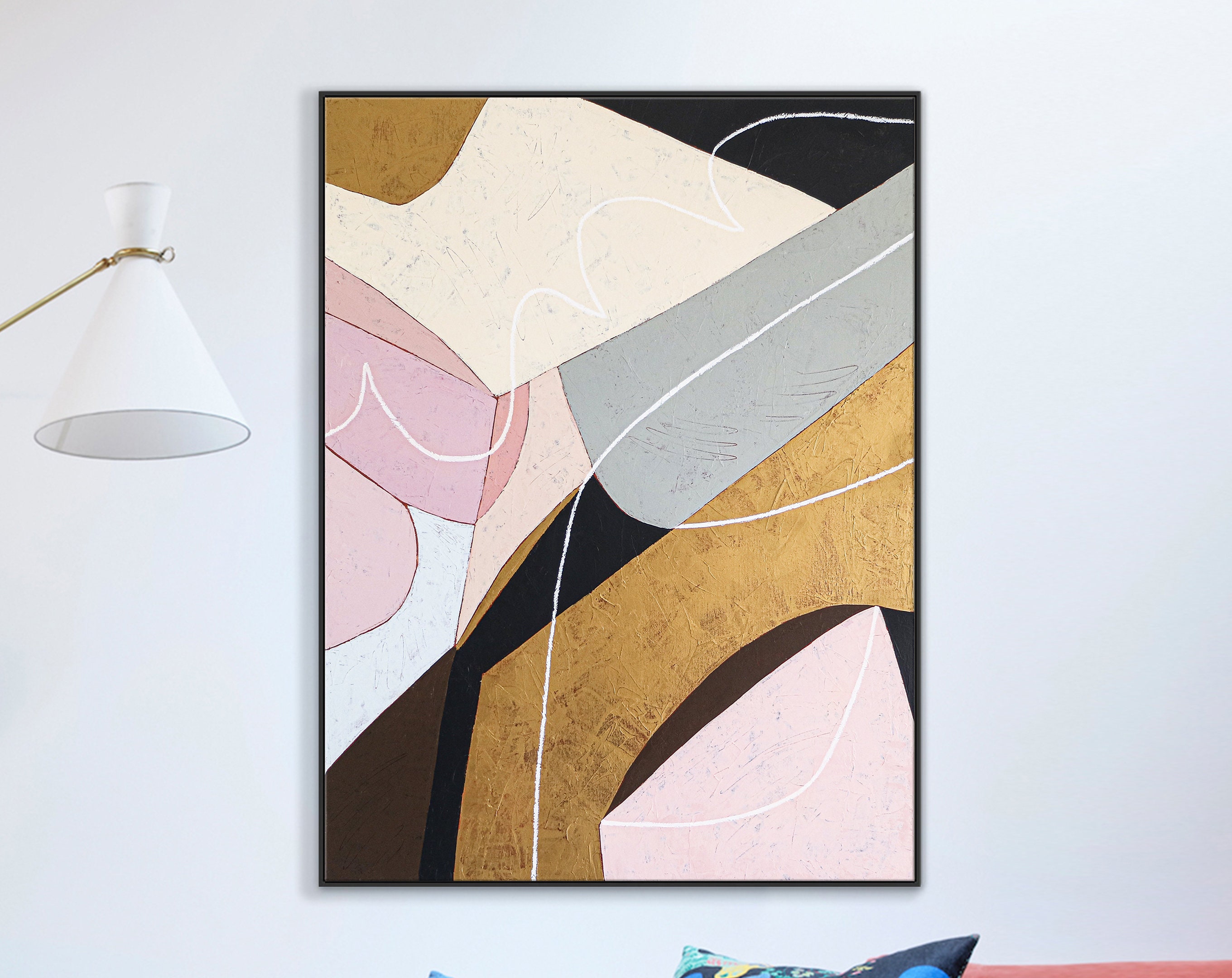 Captivating Original Abstract Acrylic Painting of Opulence and Tranquility, Large Modern Canvas Wall Art with Acrylic - Lux