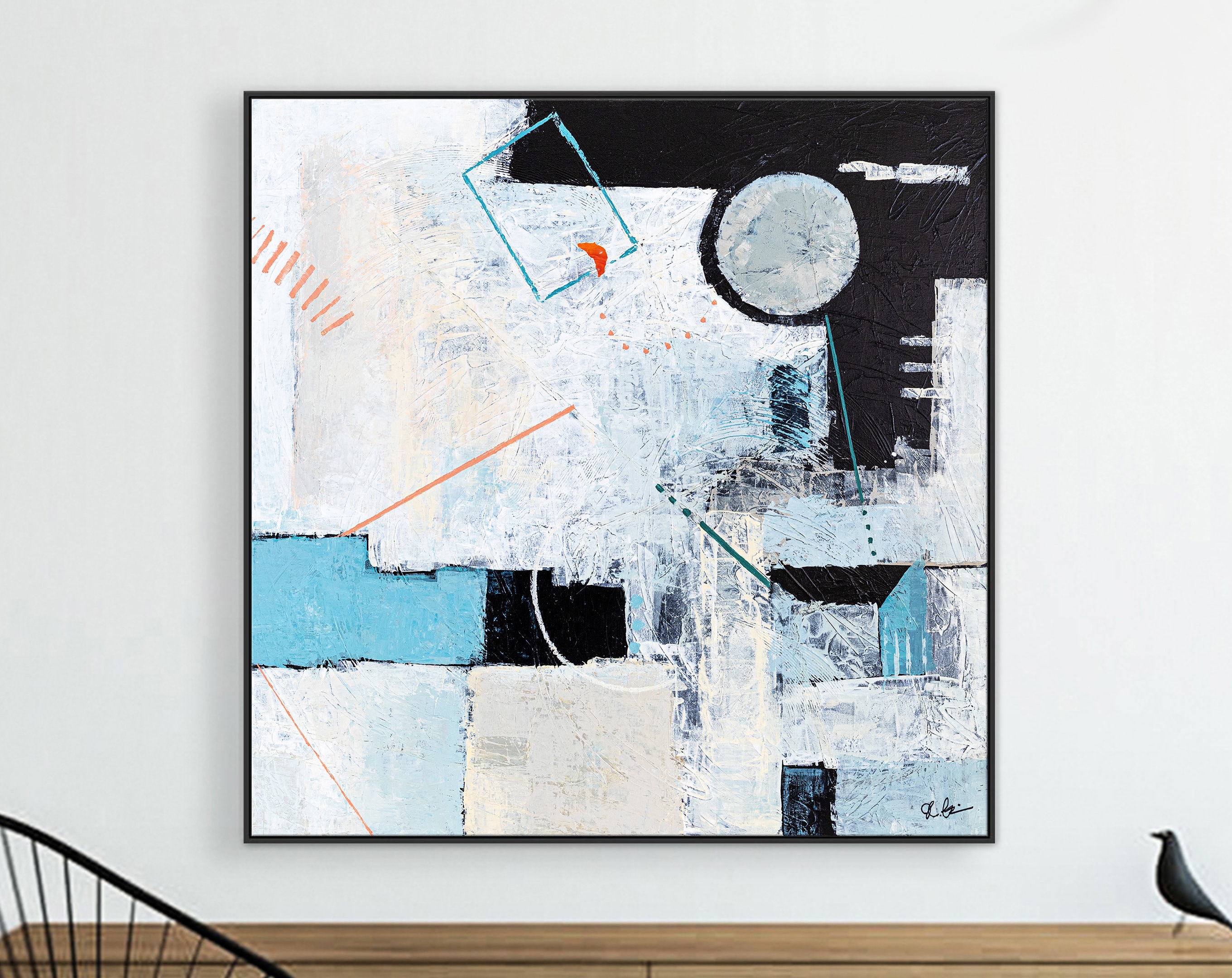 Romantic Symphony in Large Abstract Original Acrylic Painting, Expressionist Modern Contemporary Canvas Wall Art ｜ Serenade