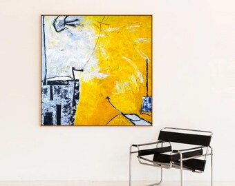 抽象画 – オリジナルウォールアート – キャンバスに描かれた大きな油絵
