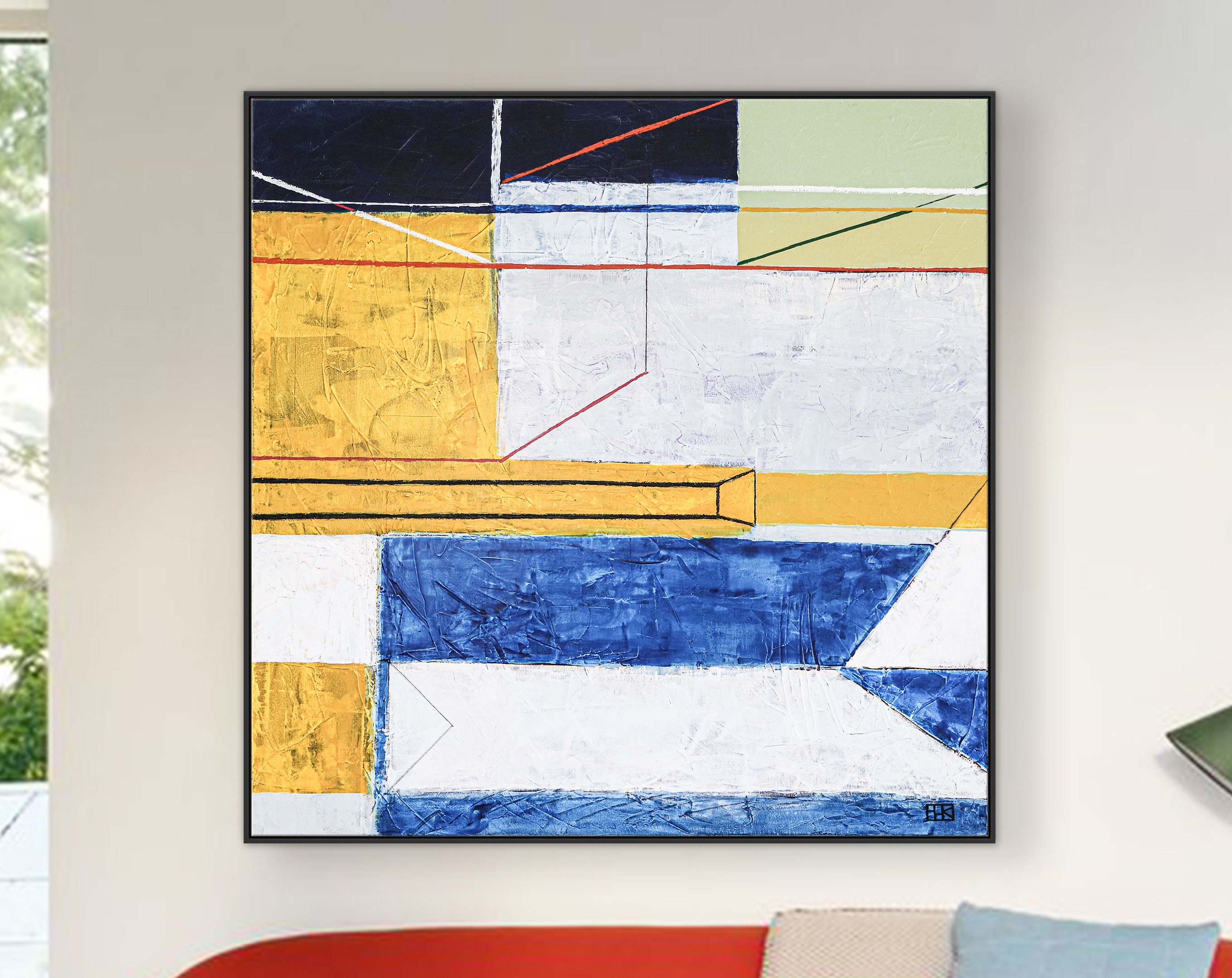 Colorful Emphasis in Modern Abstract Geometric Painting, Original Modern Canvas Wall Art ｜ Abstract variation I