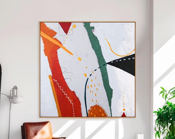 抽象画 – オリジナルウォールアート – キャンバスに描かれた大きな油絵