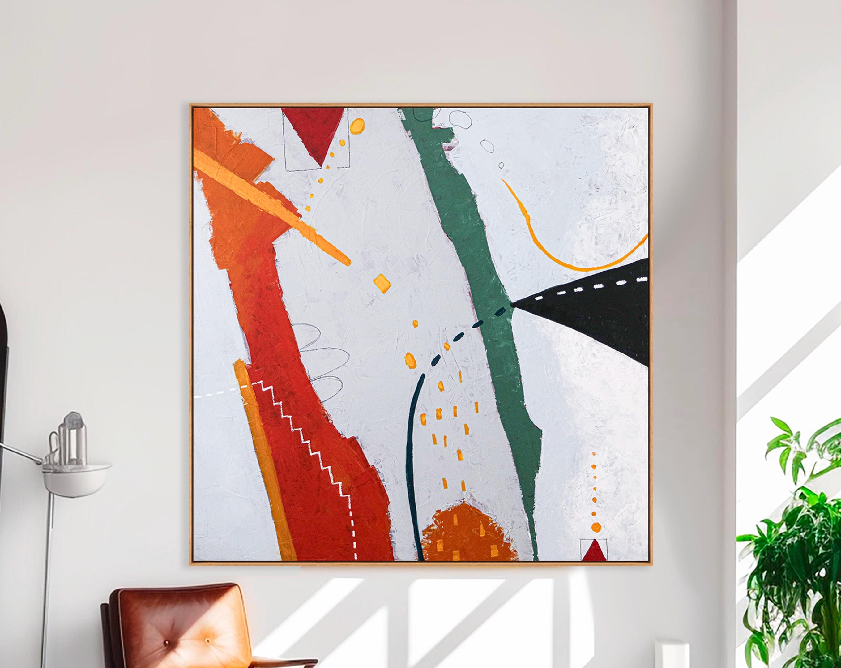 抽象画 – オリジナルウォールアート – キャンバスに描かれた大きな油絵