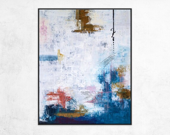 現代アート淡い色合いのアクリル抽象画