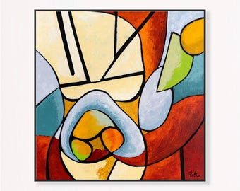 抽象画 – オリジナルウォールアート – キャンバスに描かれた