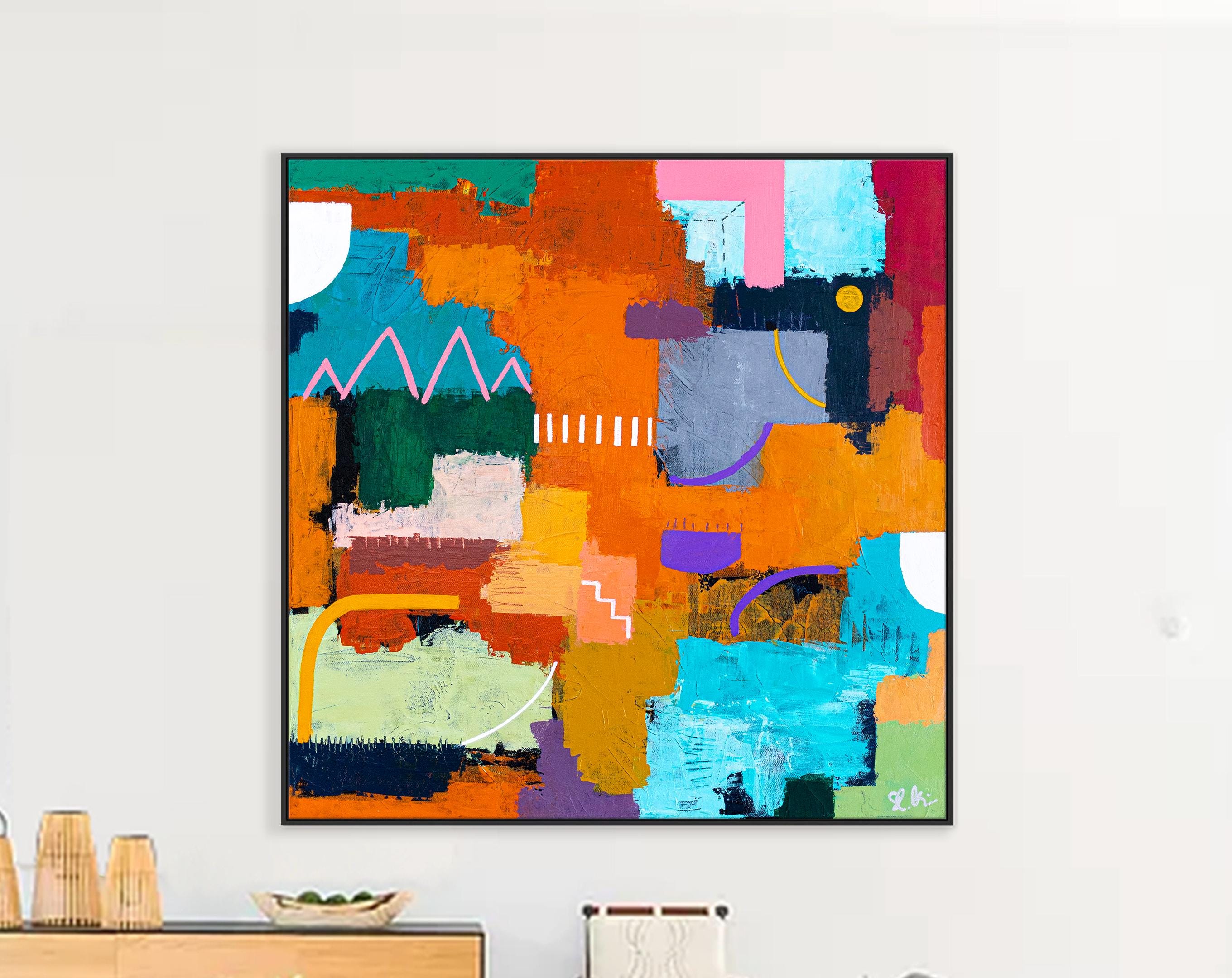 Vibrant Orange Modern Abstract Wall Art -- Original Oil Painting, Textured Canvas -- Terra Traum
