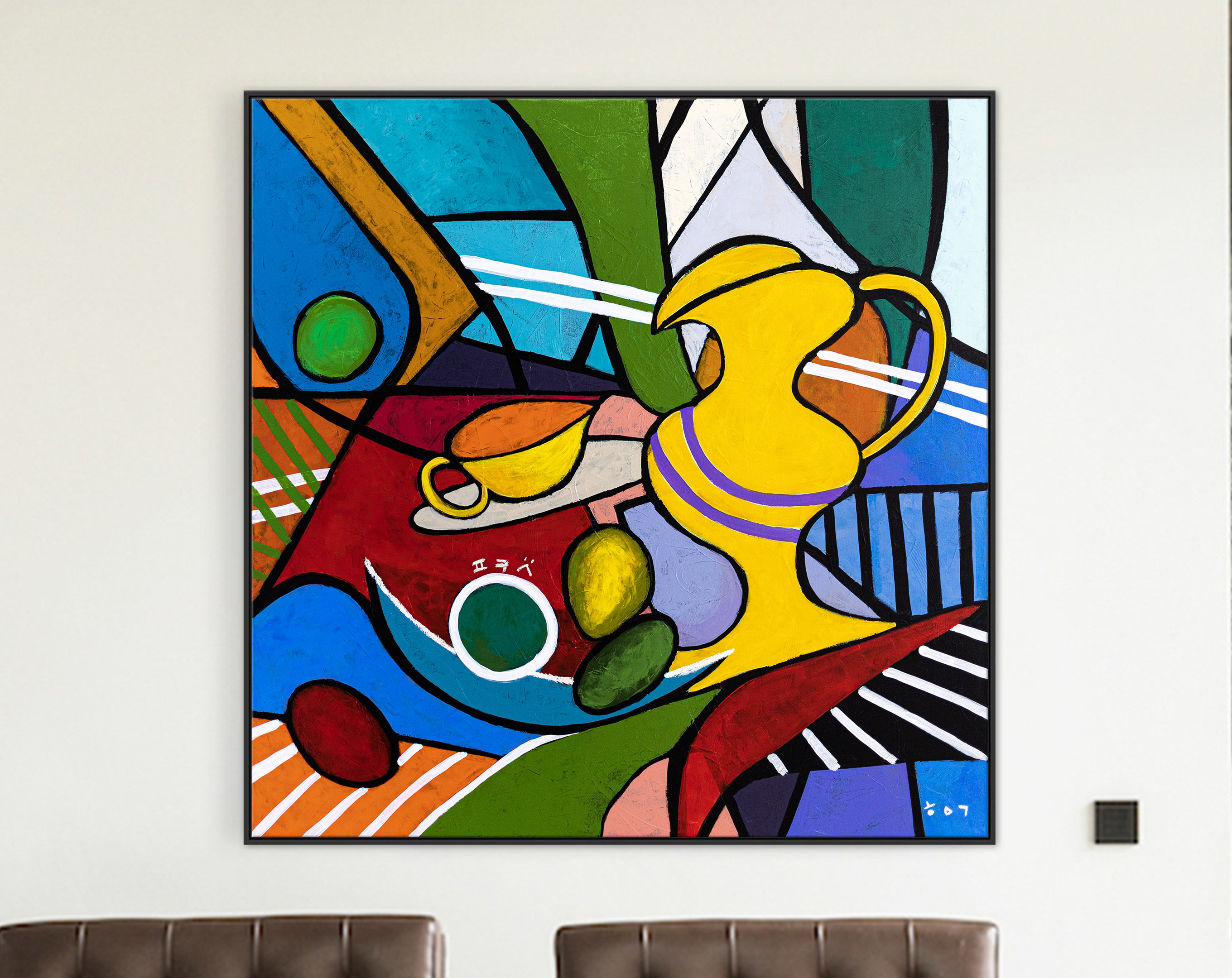 Bold Geometric Original Abstract Painting, Large Modern Canvas Wall Art in Bright Colors, Modern Take ｜ Still-pop