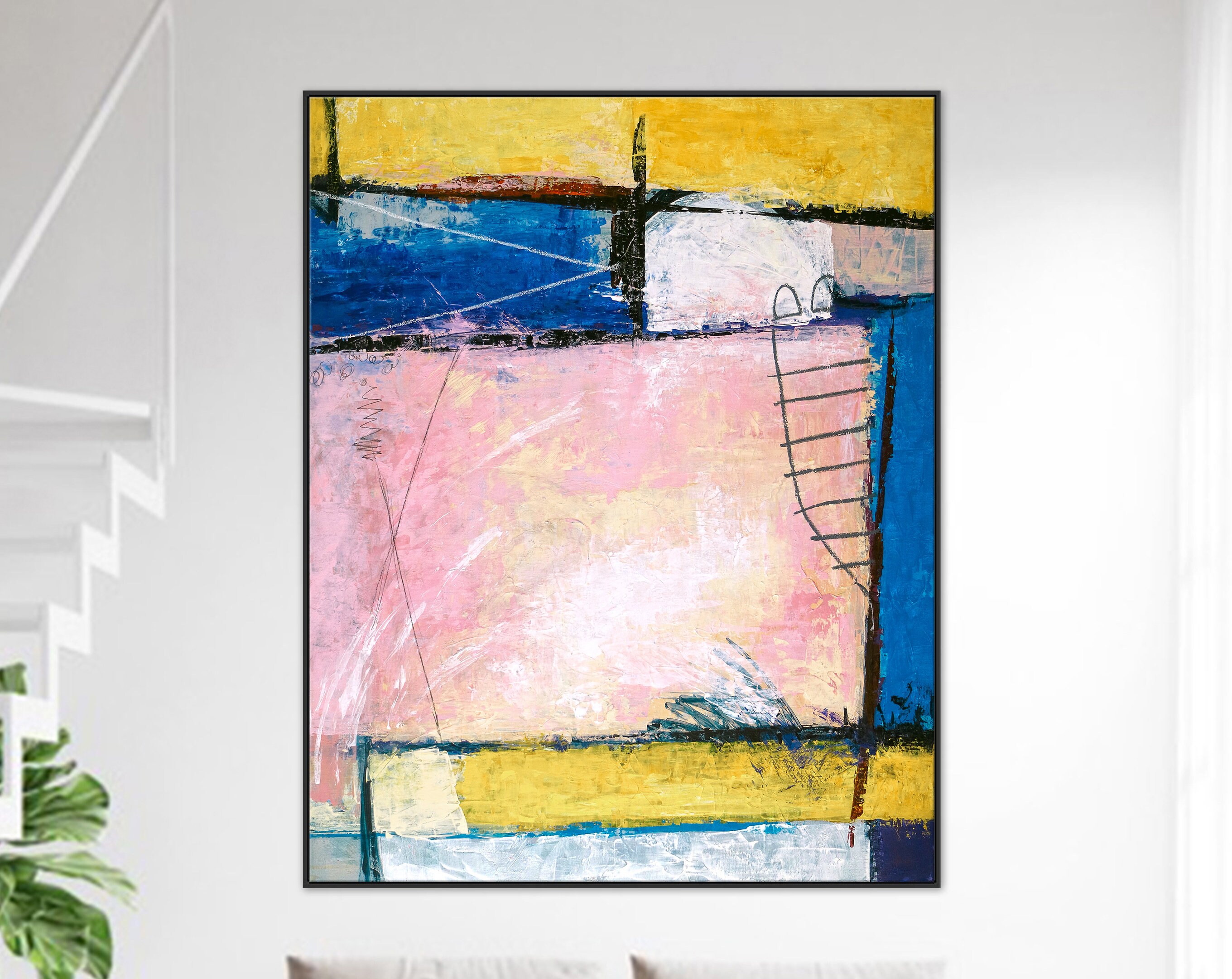 Colorful Original Modern Abstract Acrylic Painting, Large Canvas Wall Art, Offering a Vibrant Journey through Time ｜ Hope