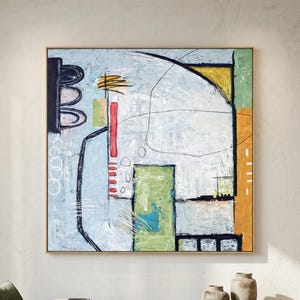 Moody Grey Abstract Wall Art — Large Original Oil Painting, Textured Canvas — "The Wait"