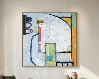 Moody Grey Abstract Wall Art — Large Original Oil Painting, Textured Canvas — "The Wait"