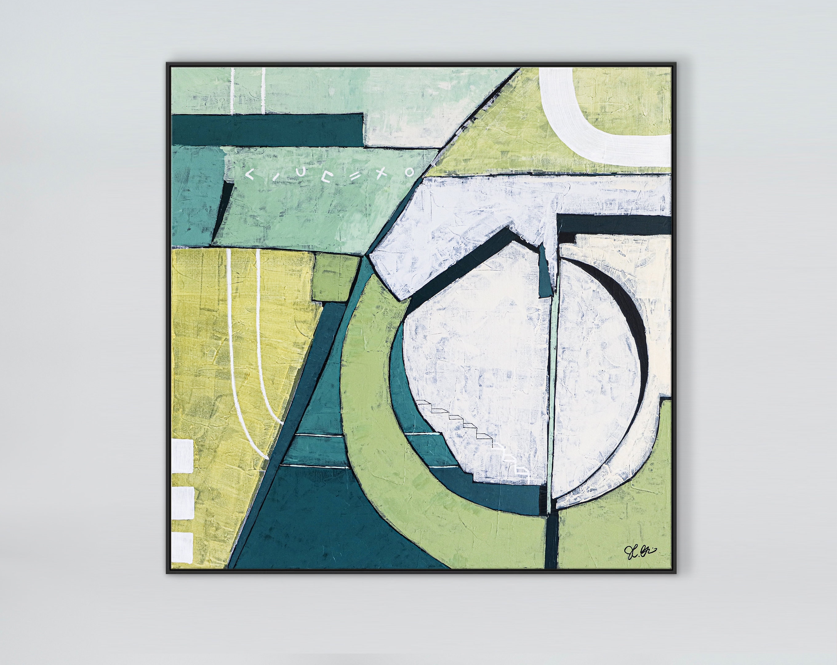 Comprehensive Abstract Green painting, Original Large Canvas Wall Art Inspired by Spring, Song, and Childhood ｜ In toto