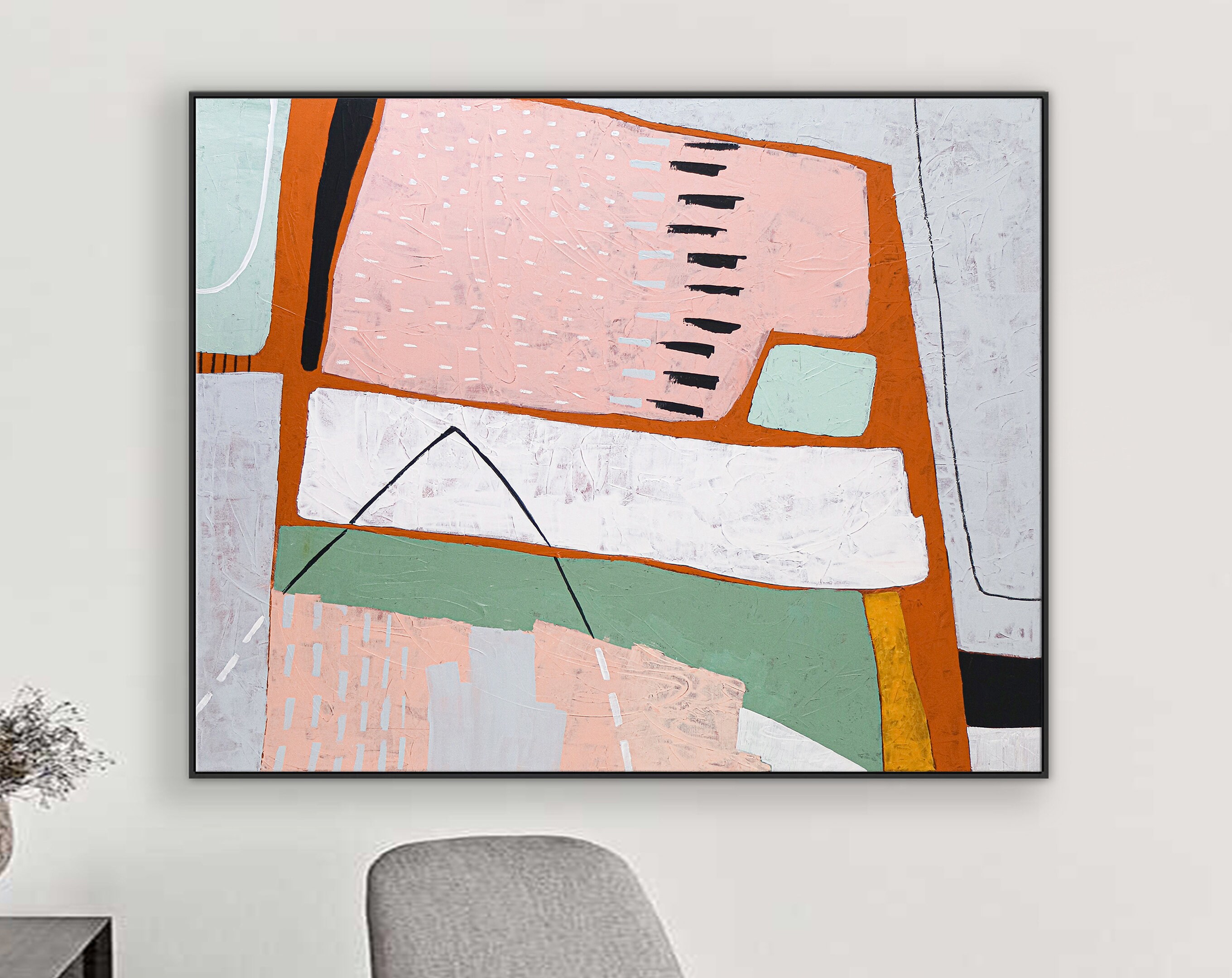 Vibrant Modern Abstract Original Acrylic Painting, Colorful Canvas Wall Art Infusing Spaces with Lively Energy ｜ Edith