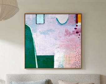 Pink Modern Abstract Wall Art — Large Original Oil Painting, Textured Canvas — "Purple sprinkle"