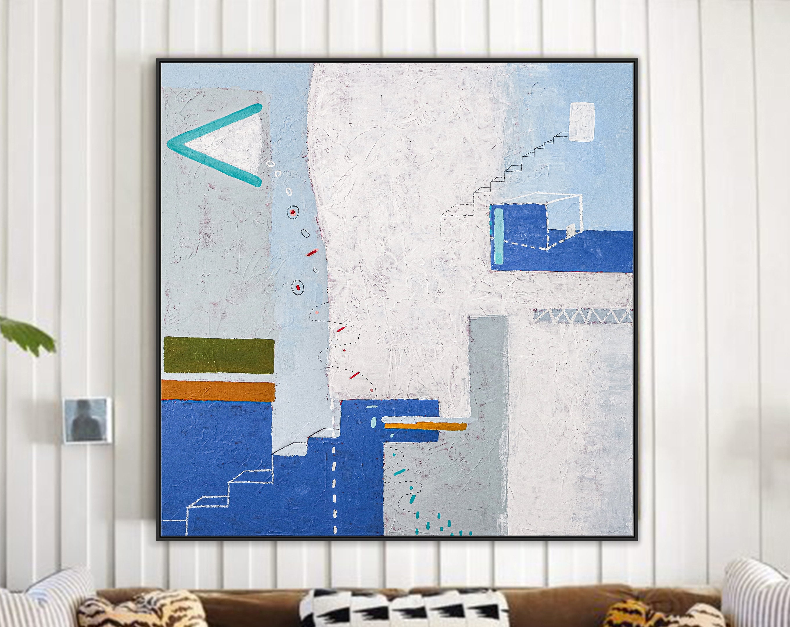 Blue-Themed Modern Original Abstract Large Acrylic Painting, Dreamy Contemporary Canvas Wall Art ｜ Daydream of Thursday