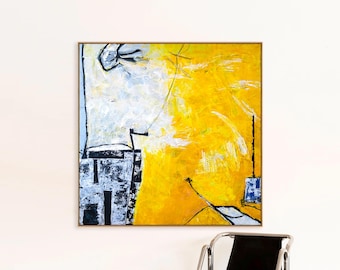 抽象画 – オリジナルウォールアート – キャンバスに描かれた大きな油絵