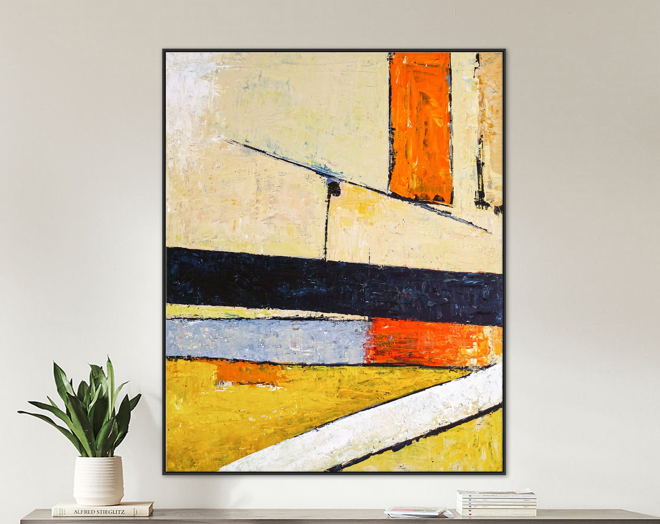 Original Abstract Colorful Painting in Acrylic, Bold & Soft Colors in Large Geometric Modern Canvas Wall Art ｜ Door
