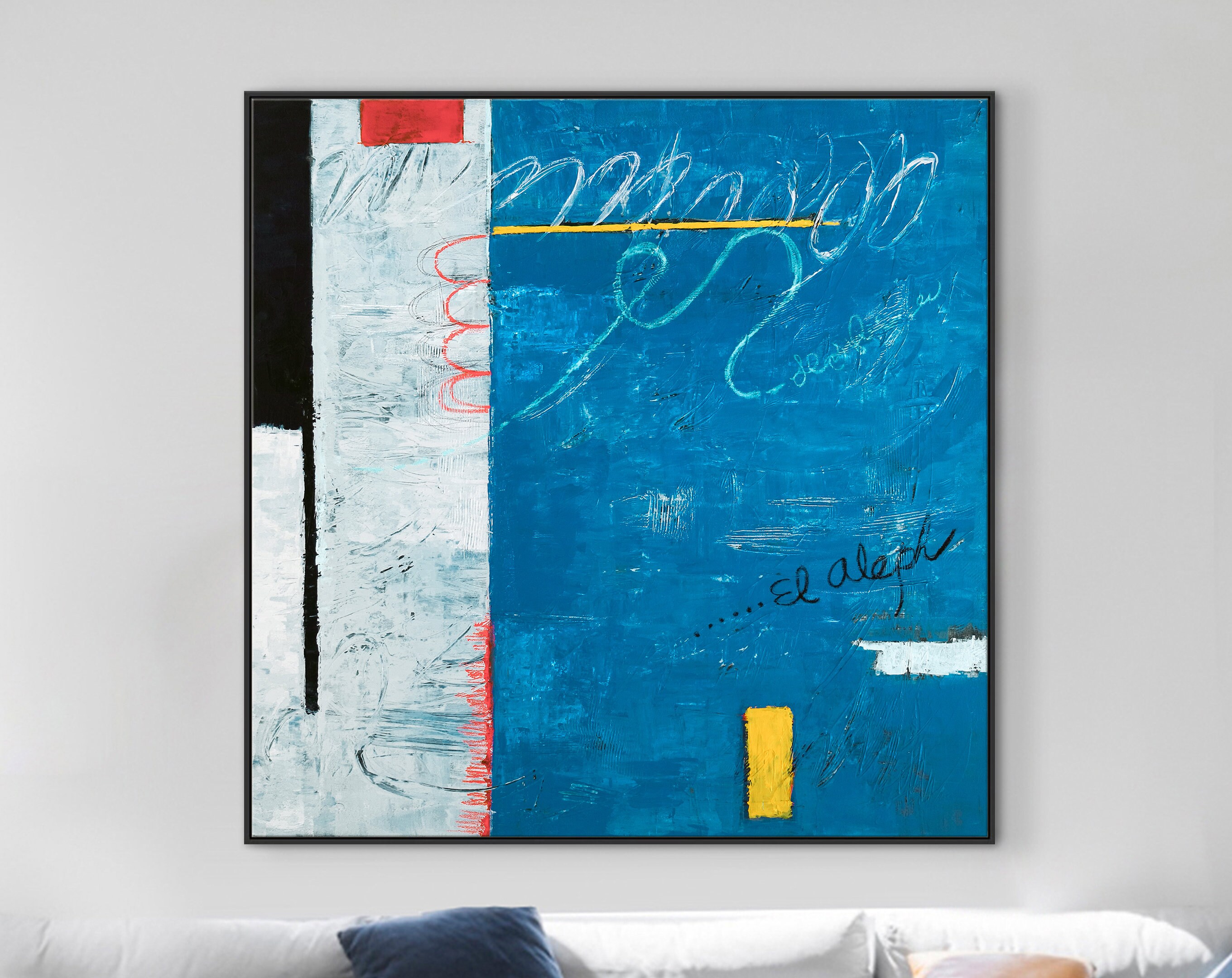 Imaginary Space in Original Acrylic Abstract Modern Blue Painting, Contemporary Large Canvas Wall Art ｜ The Aleph