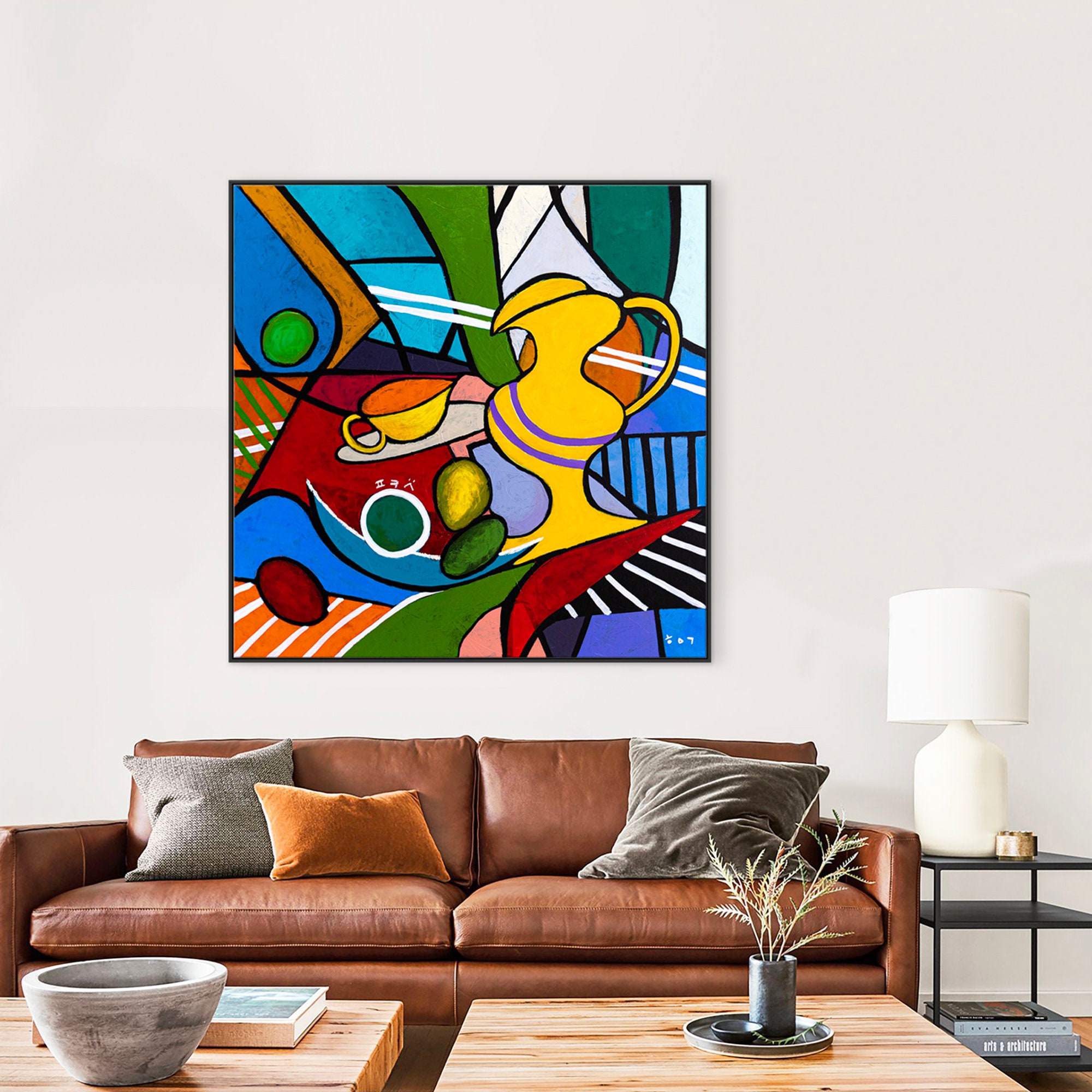 Bold Geometric Original Abstract Painting, Large Modern