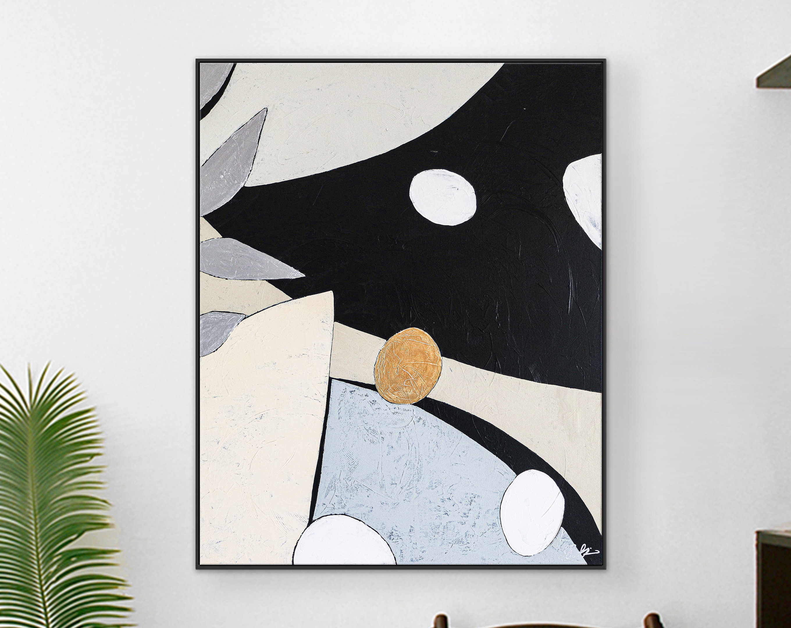 Modern Minimalist Abstract Original Acrylic Painting, Mysterious Moonlight in Contemporary Canvas Wall Art ｜ Nacht