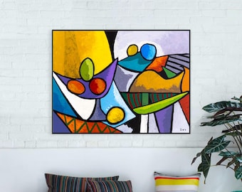 Vibrant Yellow Abstract Wall Art — Modern Original Oil Painting, Textured Canvas — "Still - Dul"