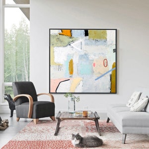 Large Abstract Painting Original on Canvas, Modern Painting Abstract, Acrylic Painting Colorful Canvas Wall Art Daydream of Wednesday image 4