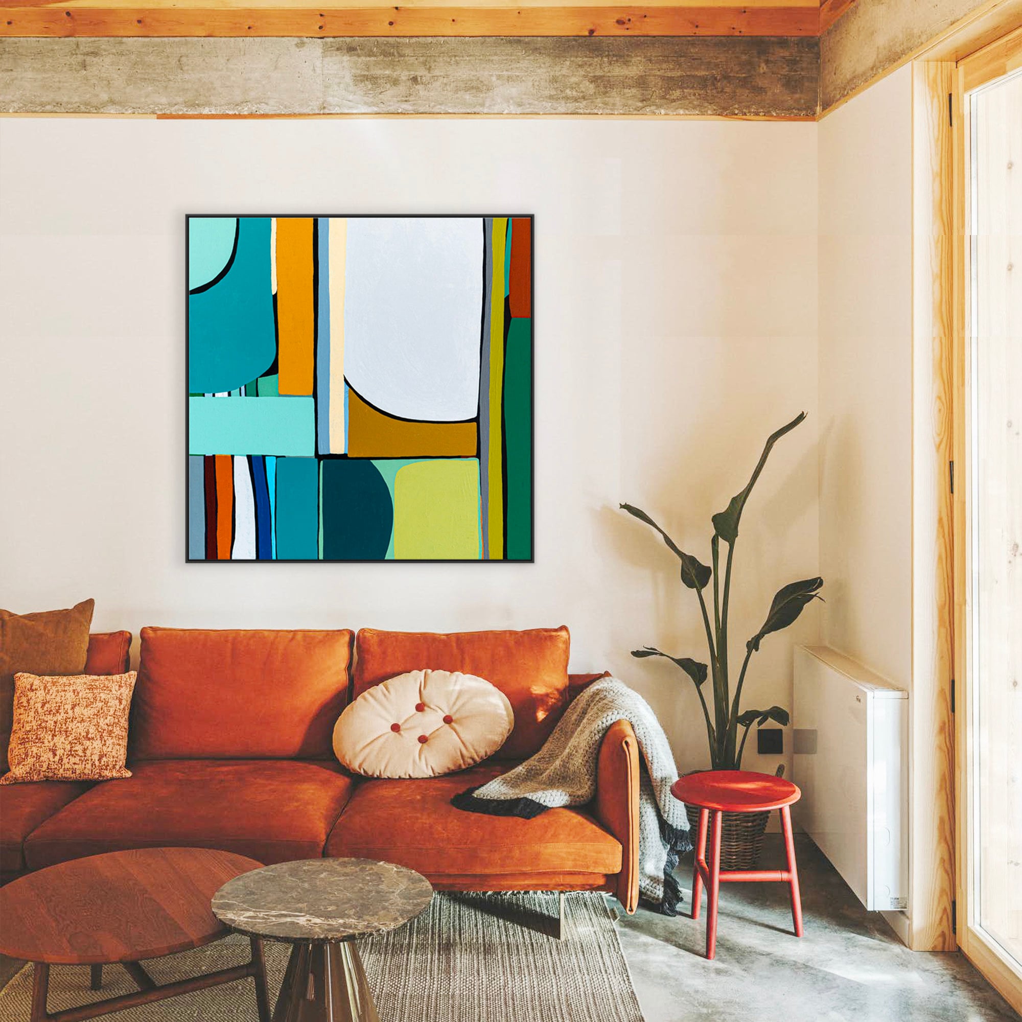Amazon｜抽象画 線の幾何学的な抽象絵画 ミニマリストインテリア