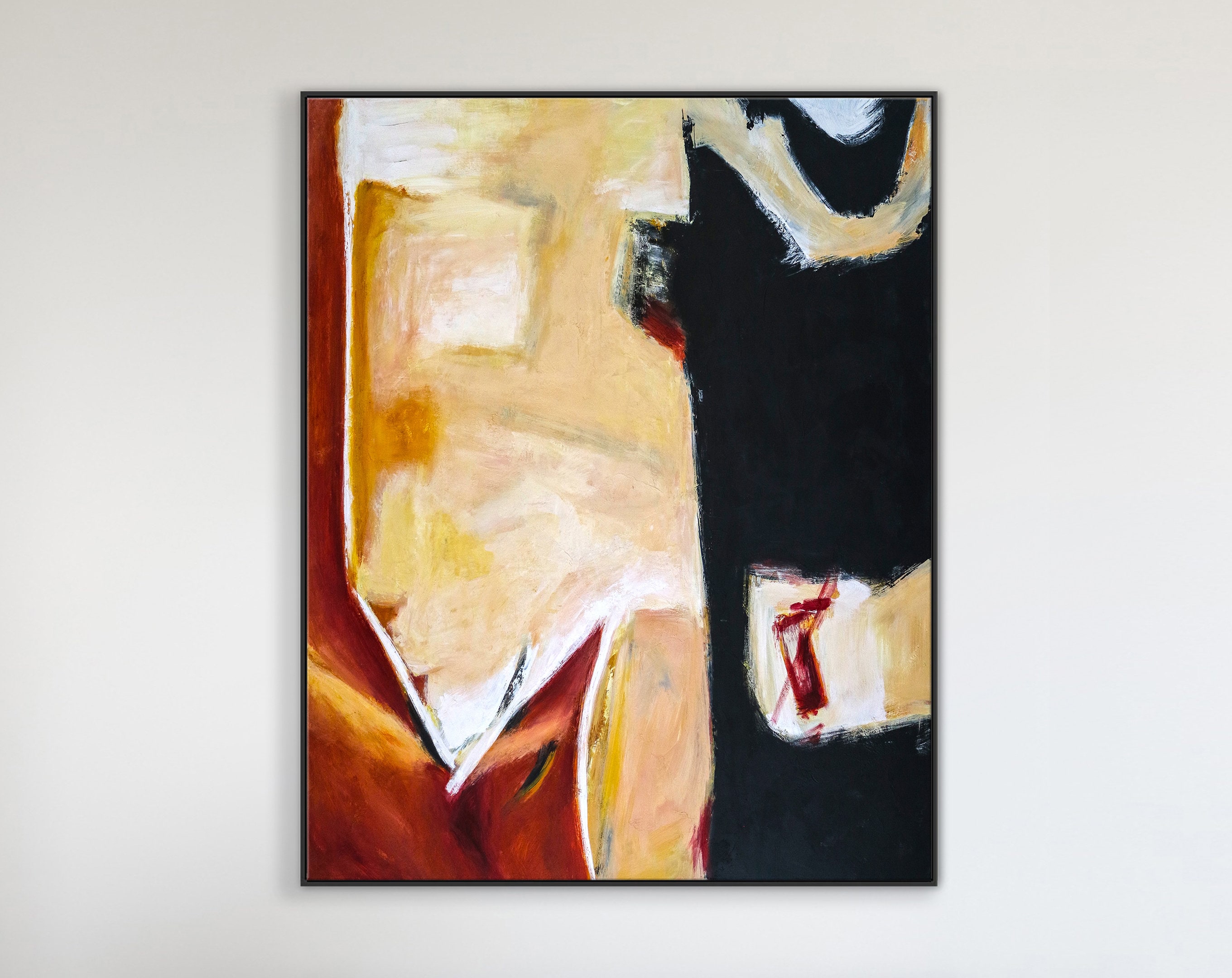 Red & Black in Modern Abstract Original Painting, Expressionist  Large Acrylic Canvas Wall Art ｜ In that manner