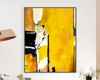 Vibrant Interplay of Yellow in Original Abstract Painting, Large Acrylic Modern Canvas Wall Art | As it stands