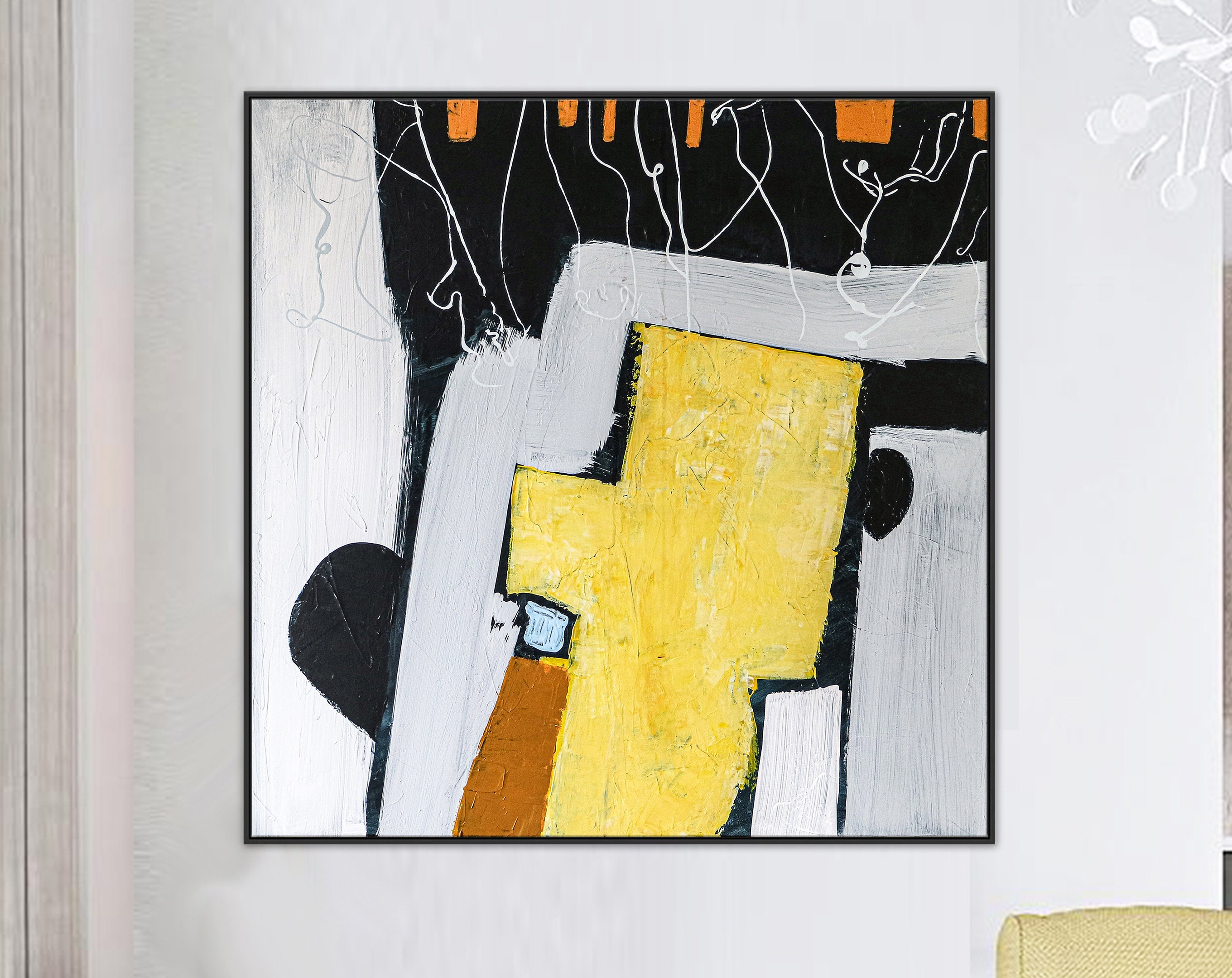 Playful Large Original Abstract Acrylic Painting, Colorful Modern Canvas Wall Art of Childhood Memories ｜ Nostalgia