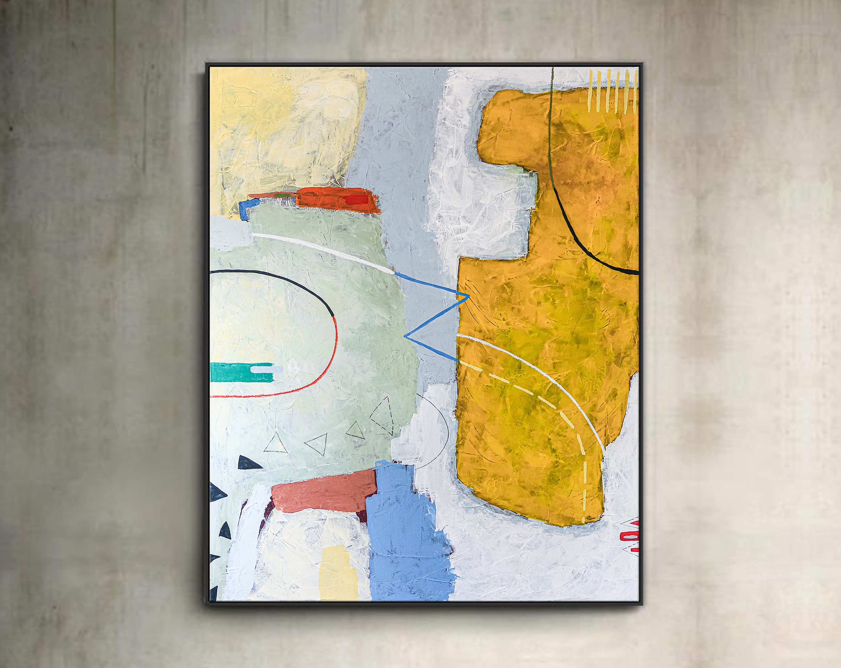 Large Original Abstract Acrylic Painting, Modern Contemporary Canvas Wall Art of Pastel Journey Away from Reality ｜ Travelogues