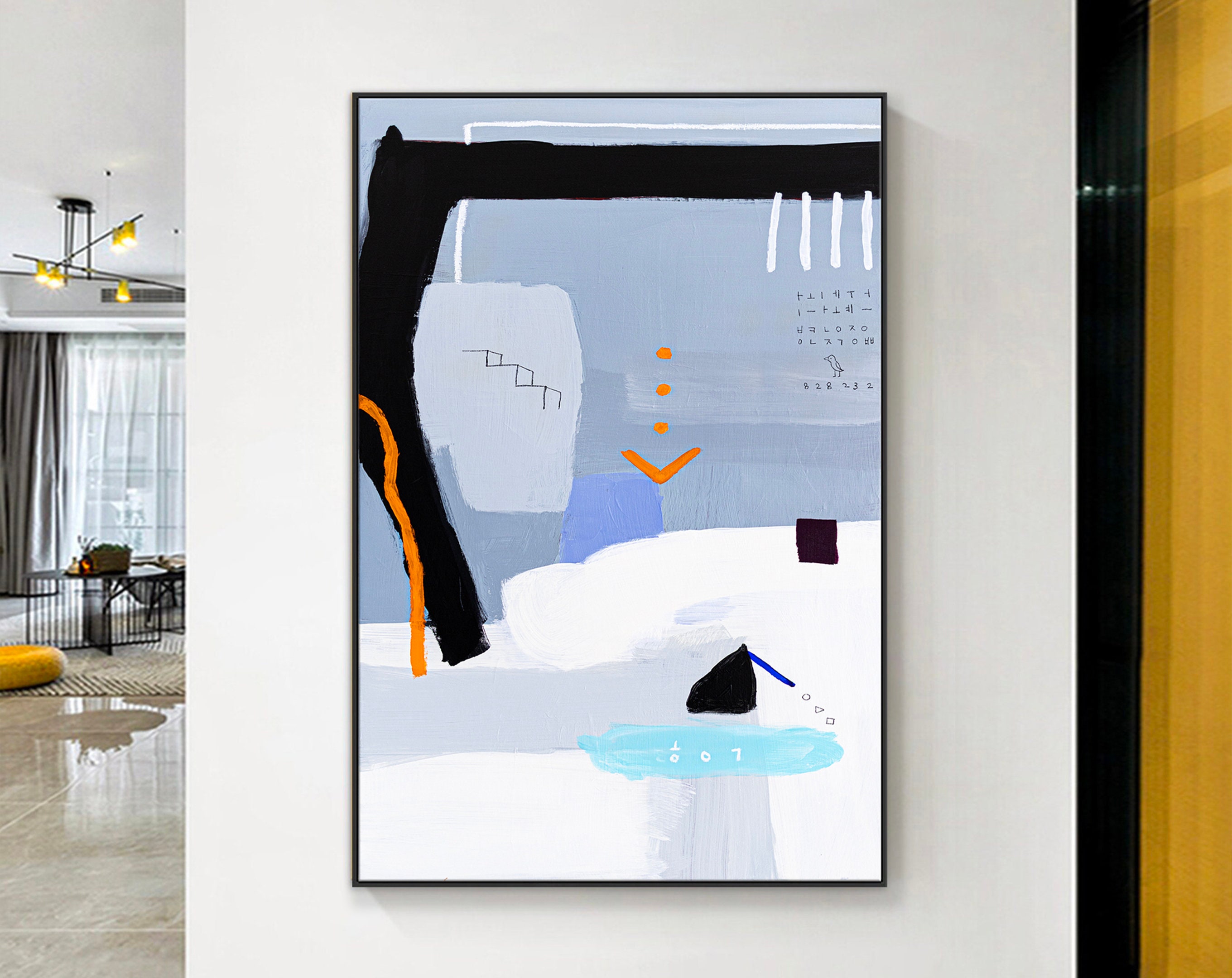 Original Acrylic Abstract Painting Reflecting Thoughts and Memories, Large Modern Canvas Wall Art ｜ Shall We Take a Break Here I