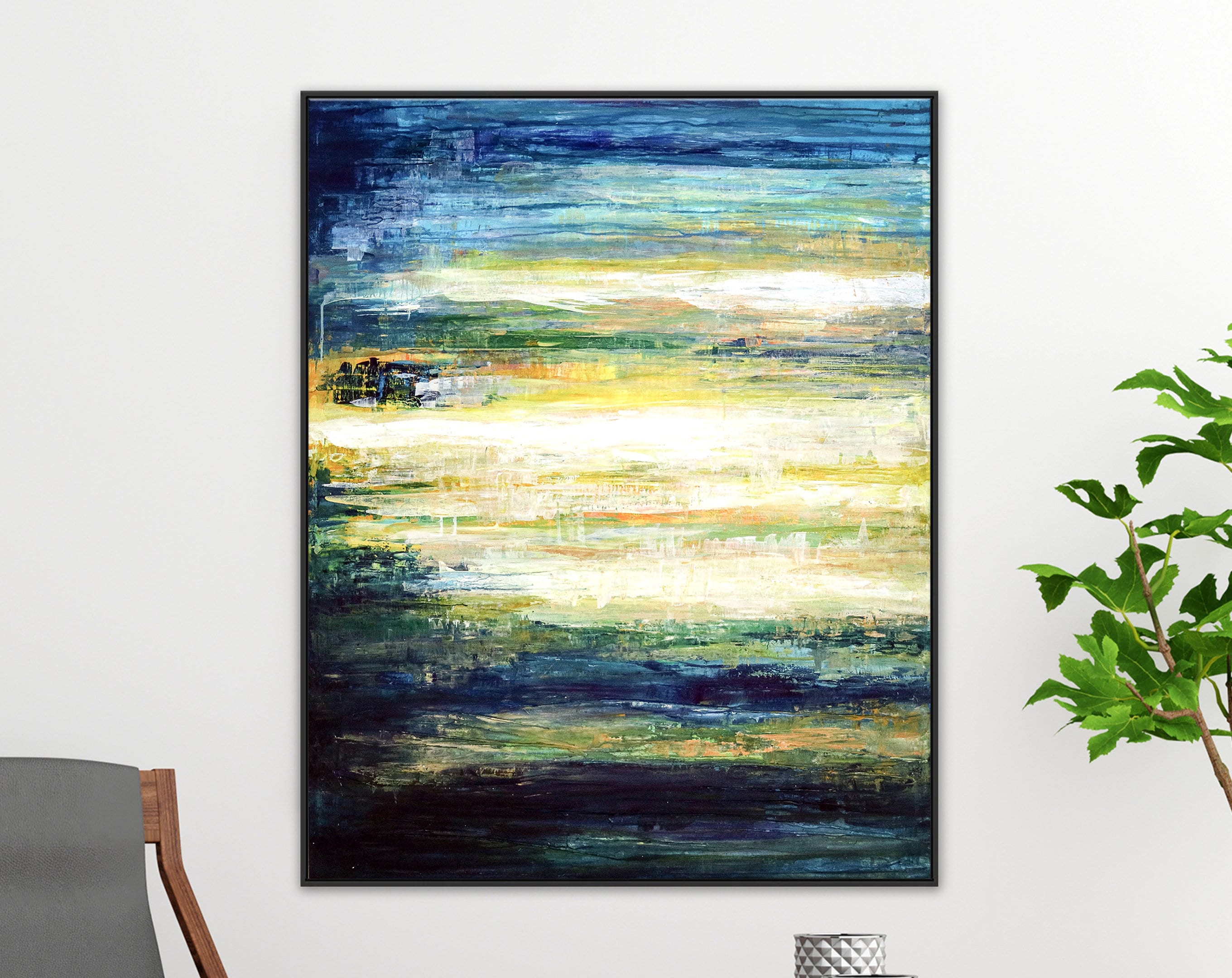 Contemporary Abstract Original Acrylic Painting Capturing Dawn's First Light, Large Modern Canvas Wall Art ｜ Dusk