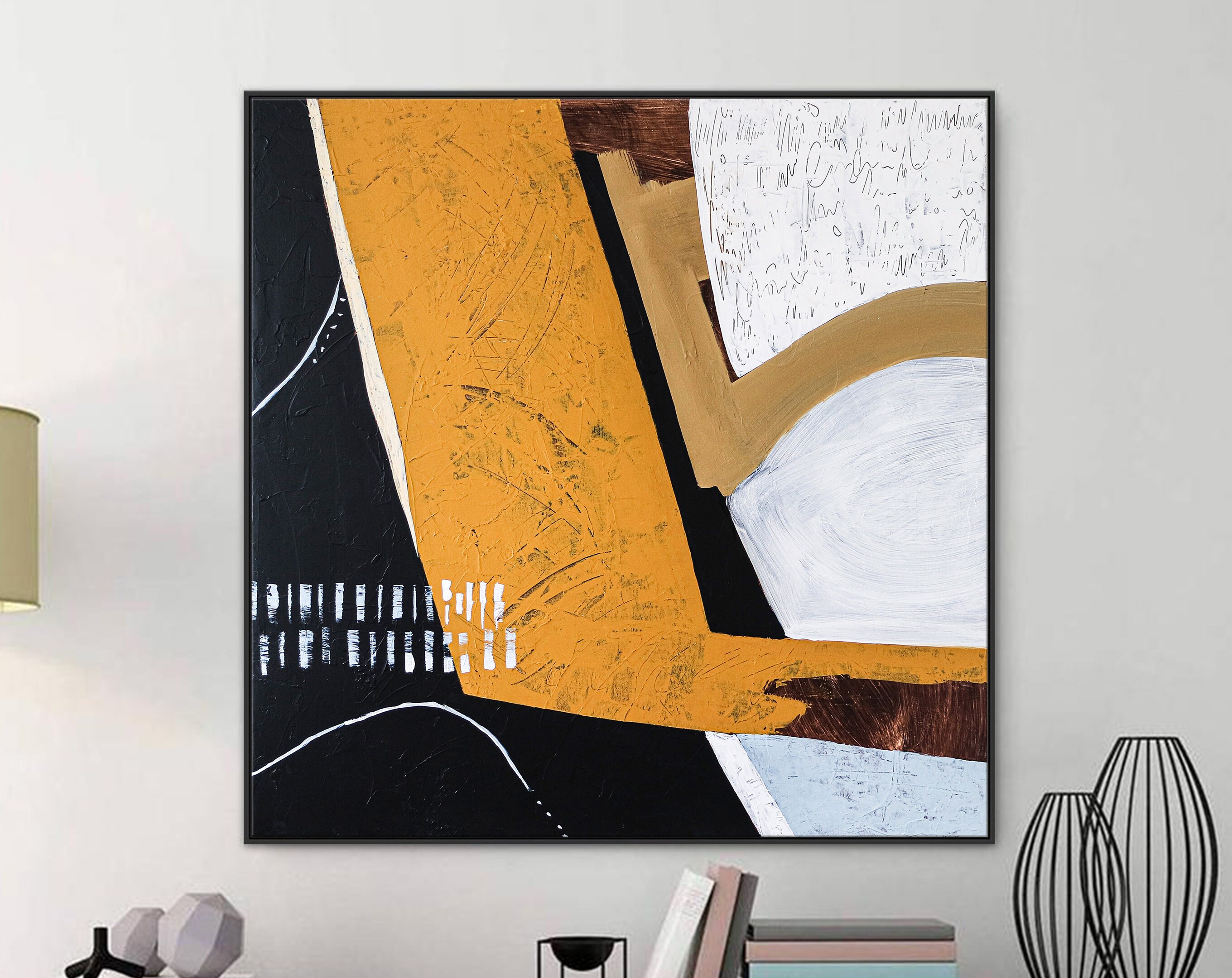 Romantic Anguish Embodied in Large Modern Abstract Original Acrylic Painting, Minimal & Peaceful Canvas Wall Art ｜ Gorki