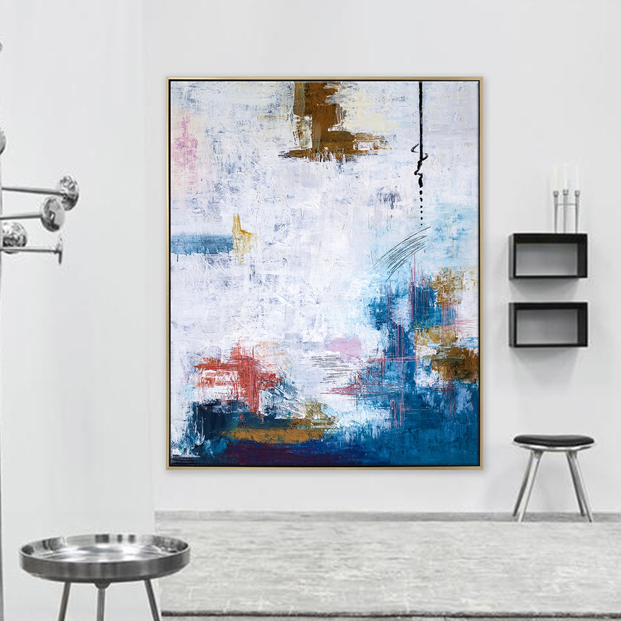 現代アート 淡い色合いのアクリル抽象画