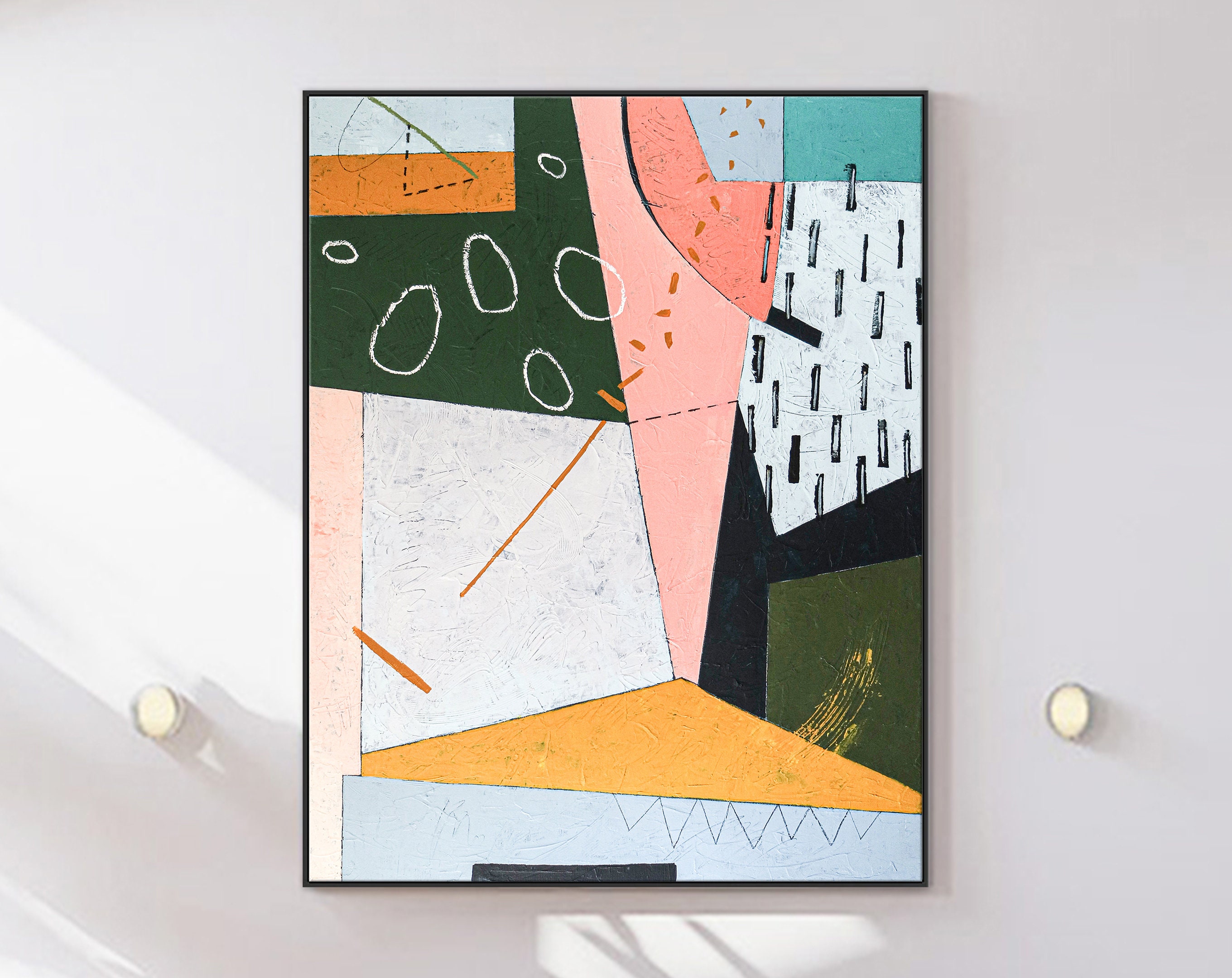 Original Large Modern Abstract Acrylic Painting of Visual Translation of Silence, Colorful Contemporary Canvas Wall Art ｜ Tacet