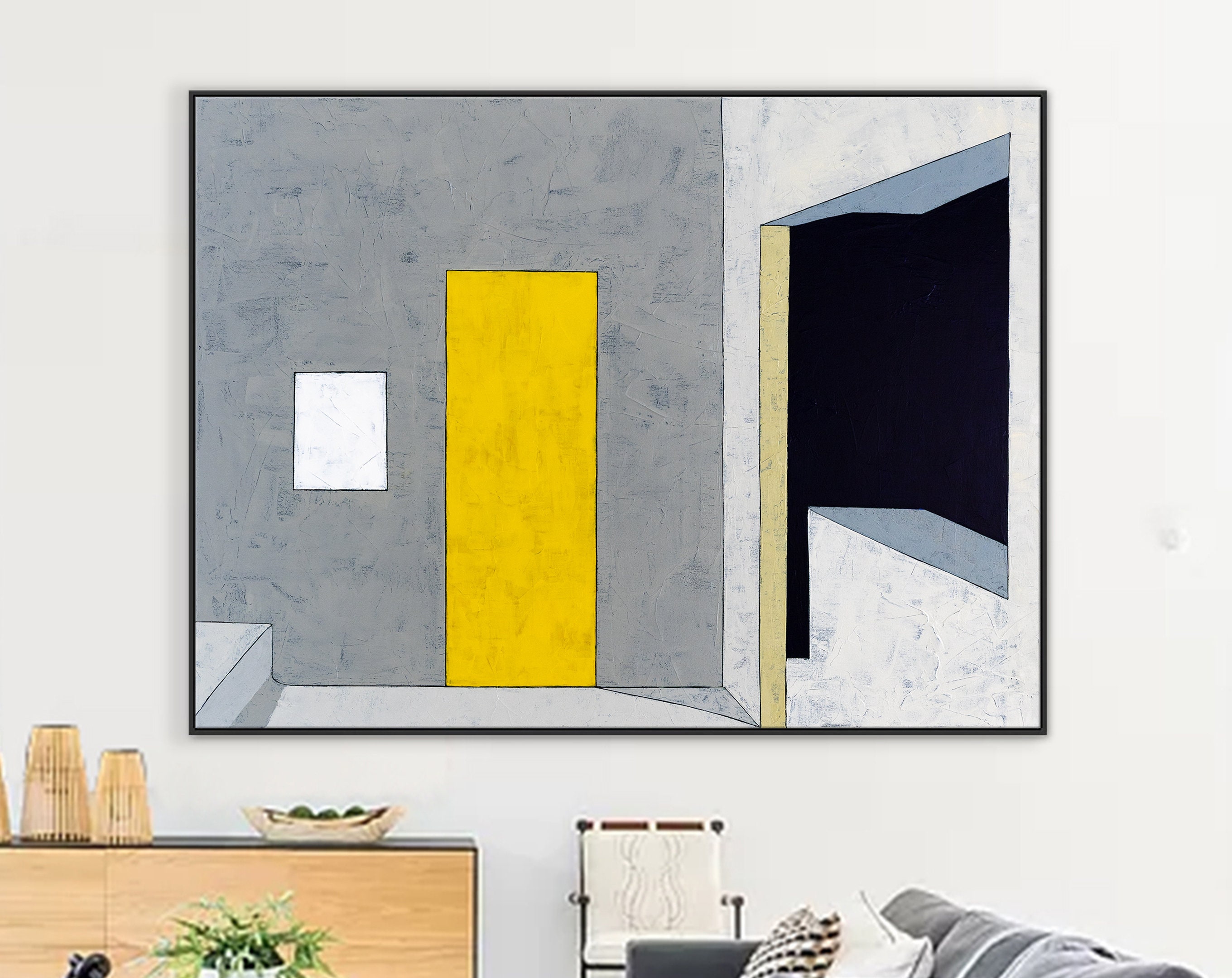Geometric Minimalism in Abstract Painting, Contemporary Style Simple Original Modern Canvas Wall Art ｜ Limina