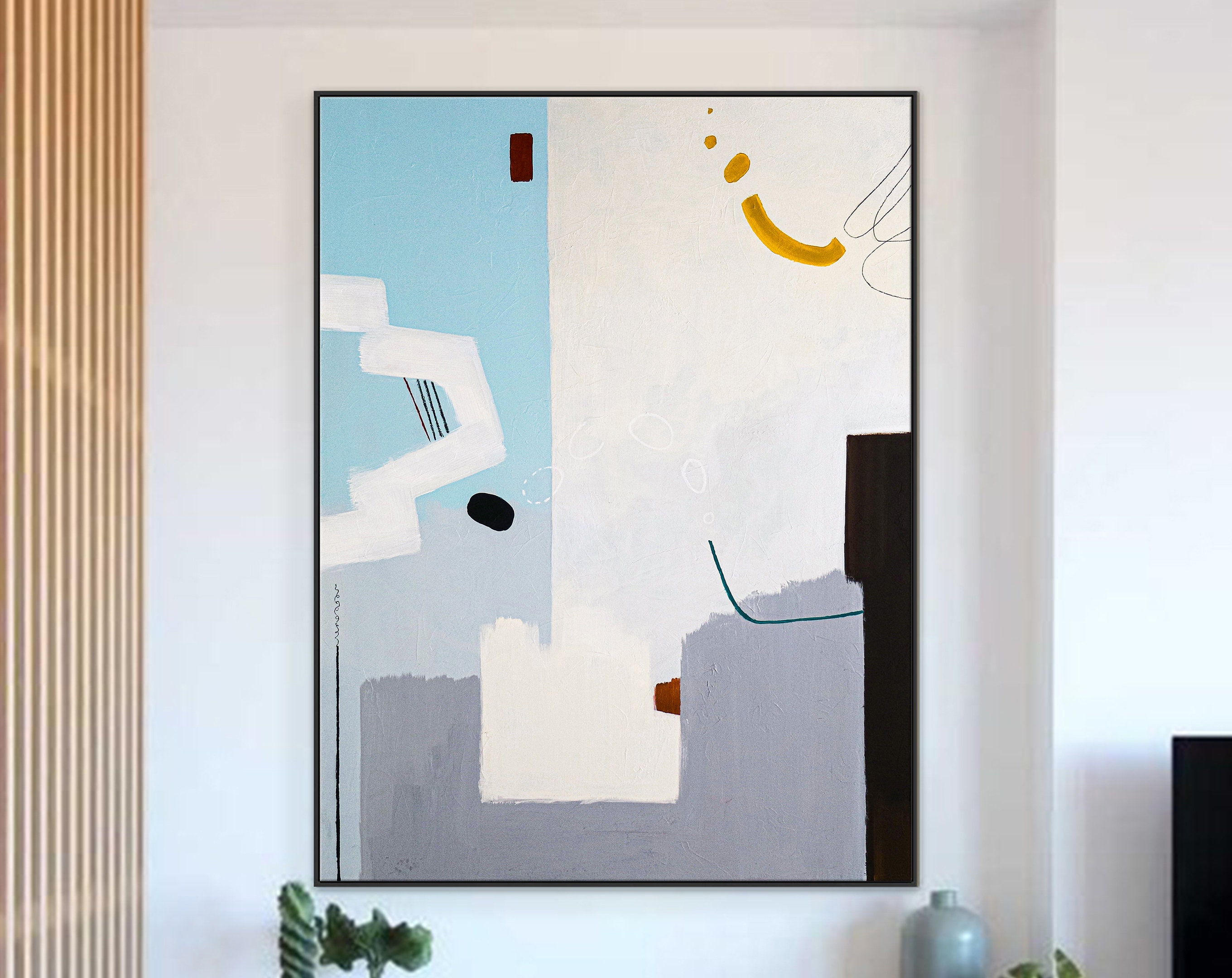 Captivating Geometric Original Acrylic Abstract Painting, Unveiling a Large Contemporary Modern Canvas Wall Art ｜ Volo