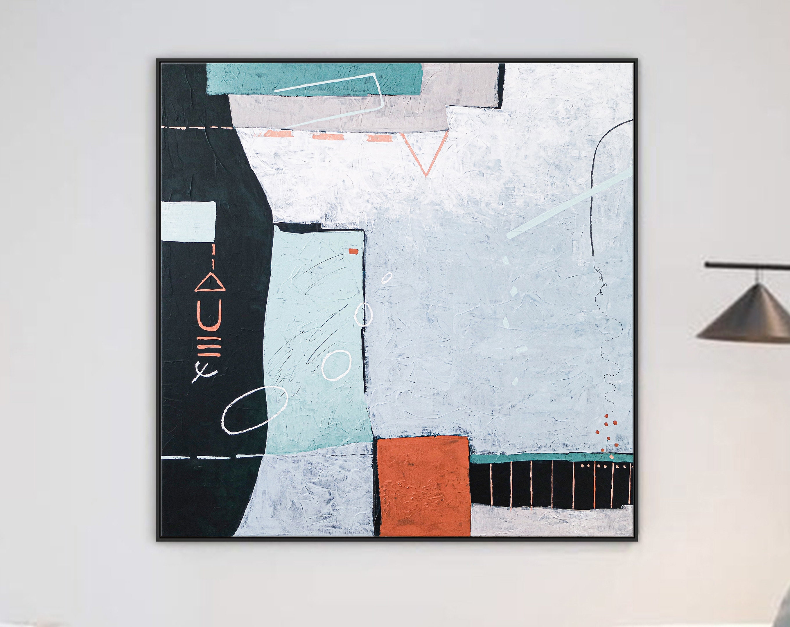Contemplation on Existence Large Abstract Original Acrylic Painting, Minimalistic Contemporary Modern Canvas Wall Art ｜ Cogito