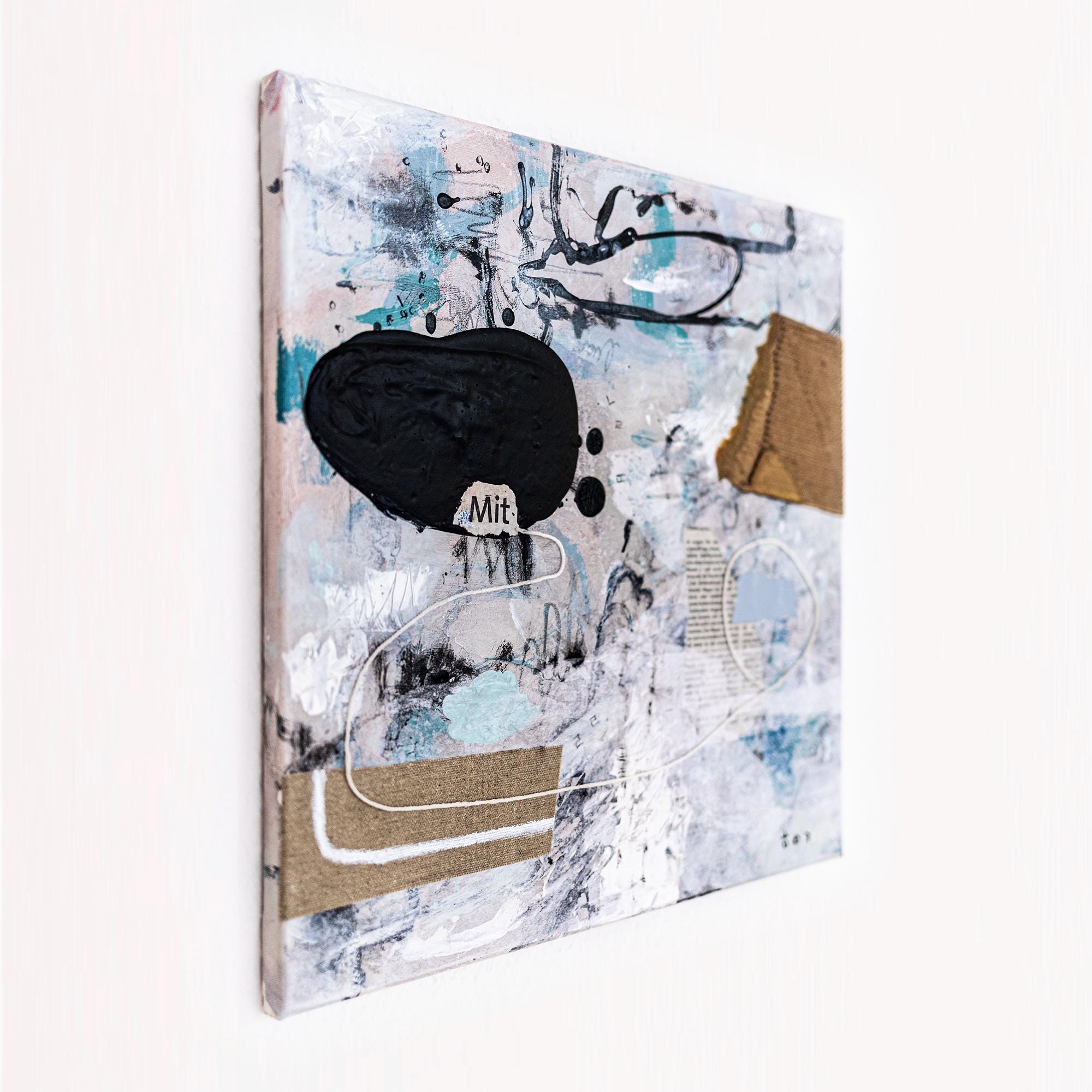 Abstract Wall Art Modern Minimalist Black — Original Oil Painting ...