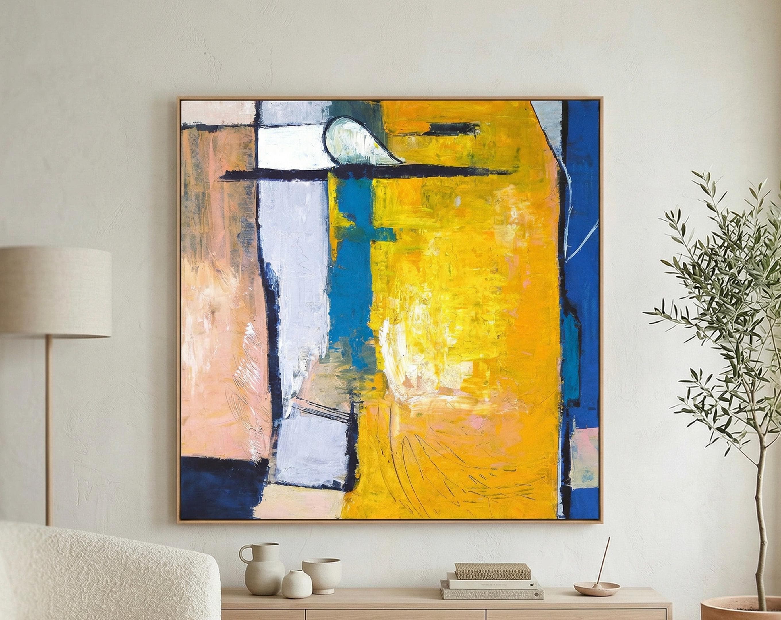 Vibrant Yellow Bold Abstract Wall Art — Modern Original Oil Painting,  Textured Canvas — "suburban" - Etsy