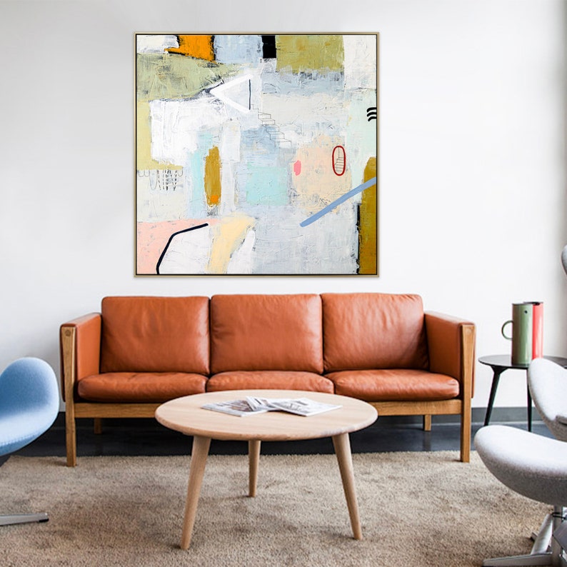 Large Abstract Painting Original on Canvas, Modern Painting Abstract, Acrylic Painting Colorful Canvas Wall Art Daydream of Wednesday image 6