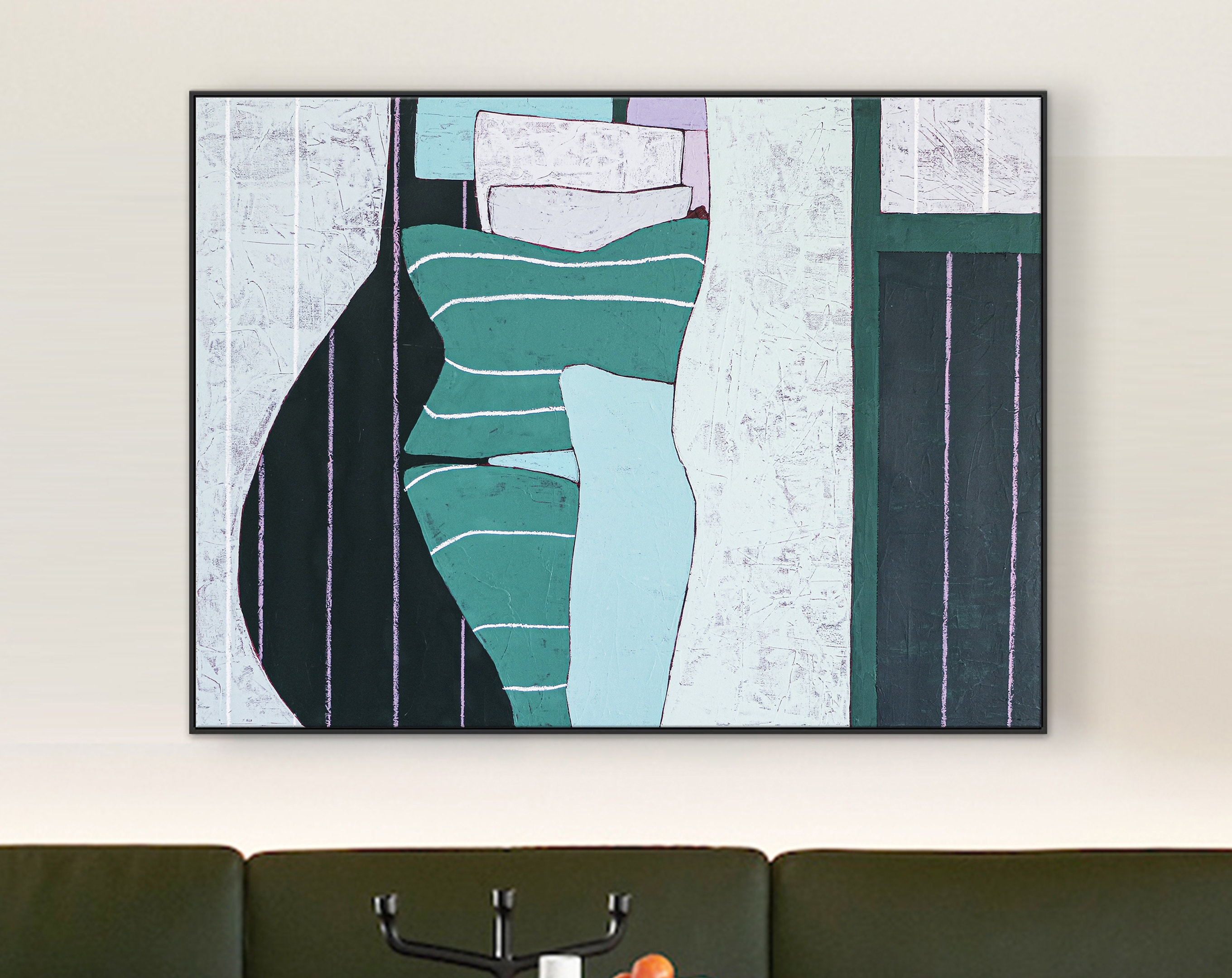 Captivating Green-themed Abstract Original Acrylic Painting, Large Contemporary Modern Decorative Canvas Wall Art ｜ Enigma